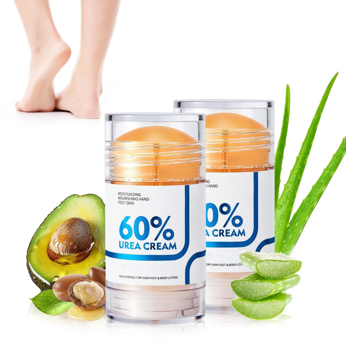 NIZENTA bâton soin pieds 60% urée, hydratation rapide et exfoliation douce.