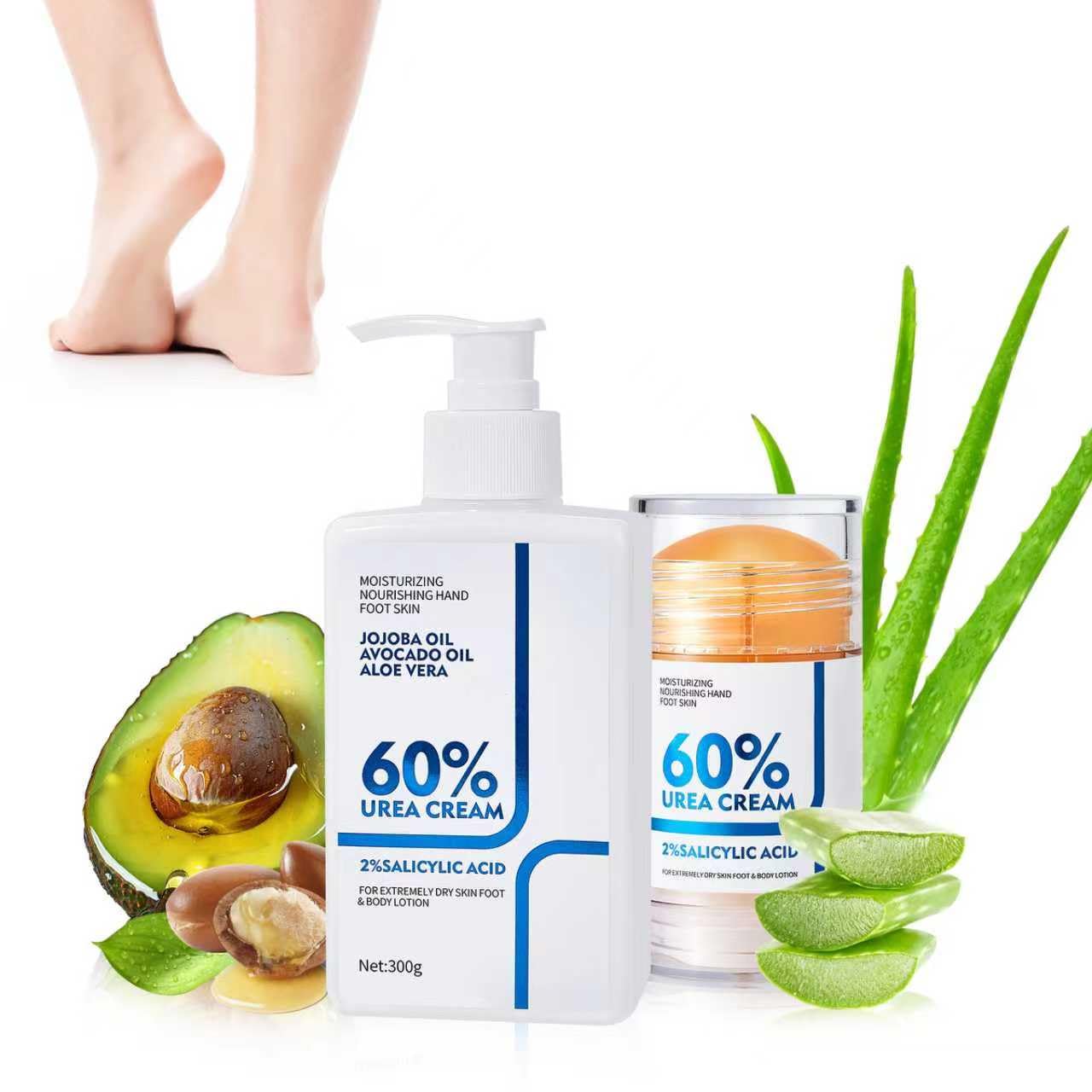 NIZENTA bouteille de crème urée 60% pour hydrater le corps en profondeur.