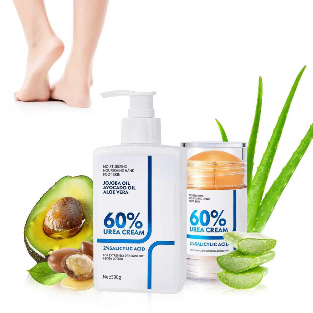 NIZENTA bouteille de crème urée 60% pour hydrater le corps en profondeur.