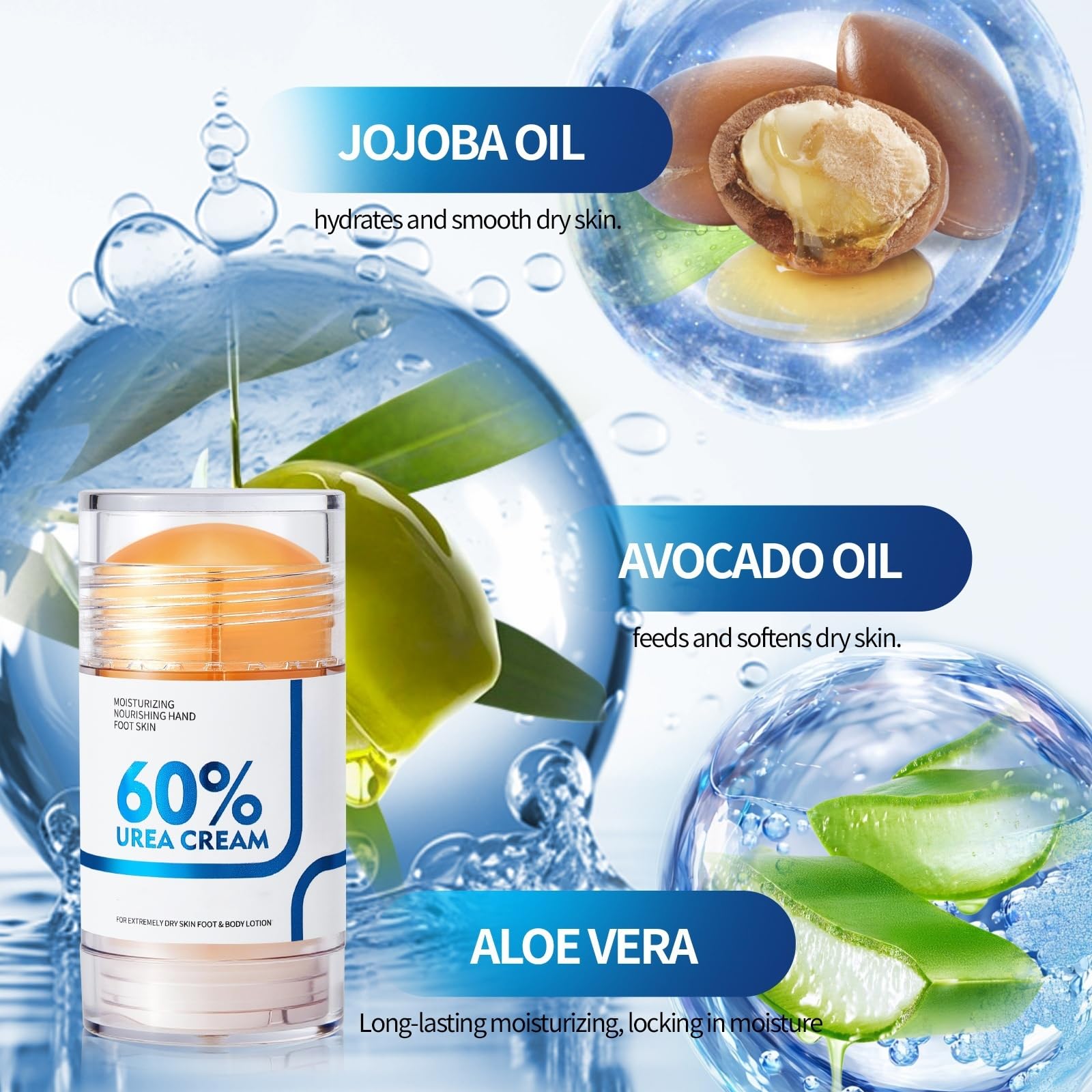 NIZENTA crème-pieds urée60, texture compacte pratique en déplacement.