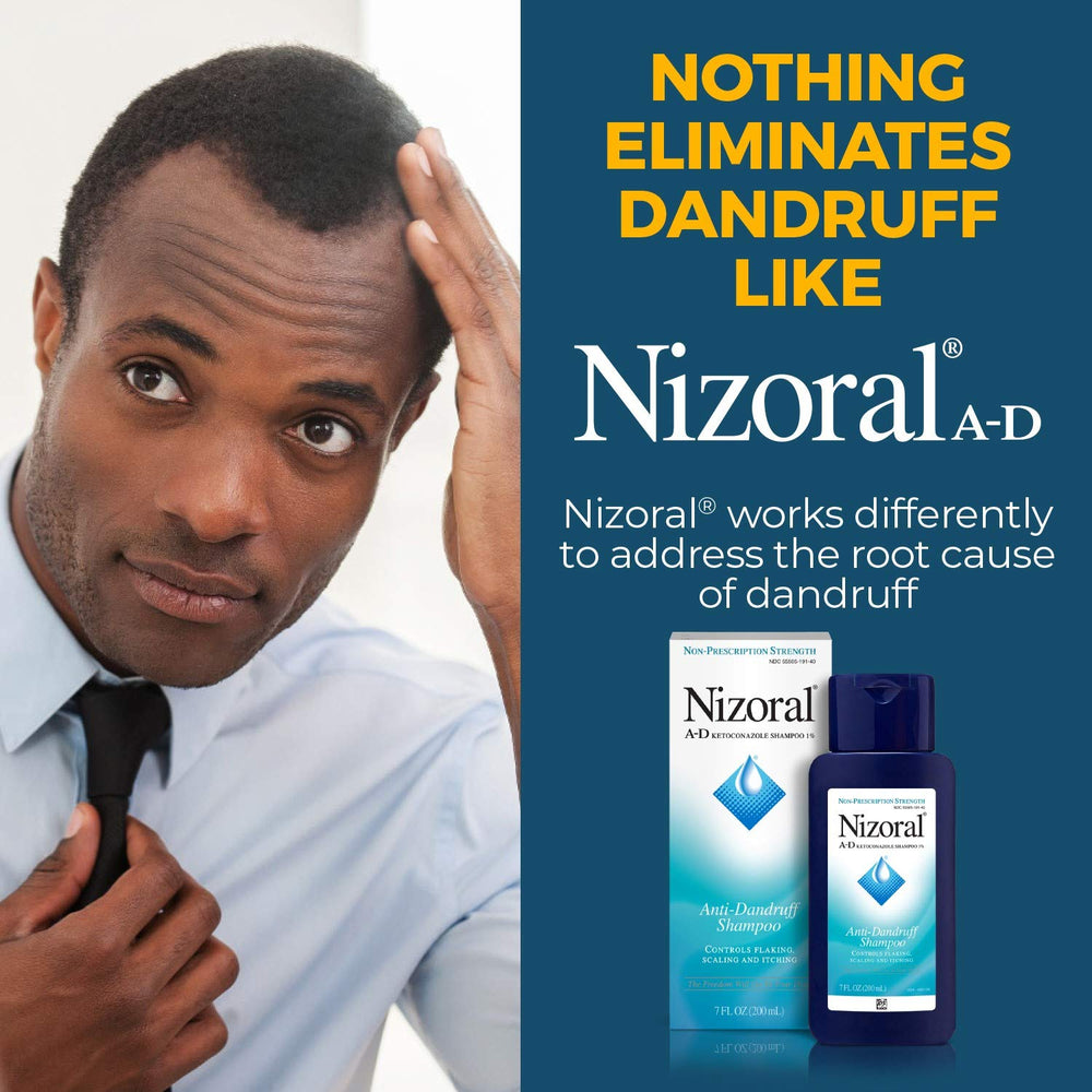 Shampoing Nizoral A-D doux pour cheveux colorés et traités chimiquement.