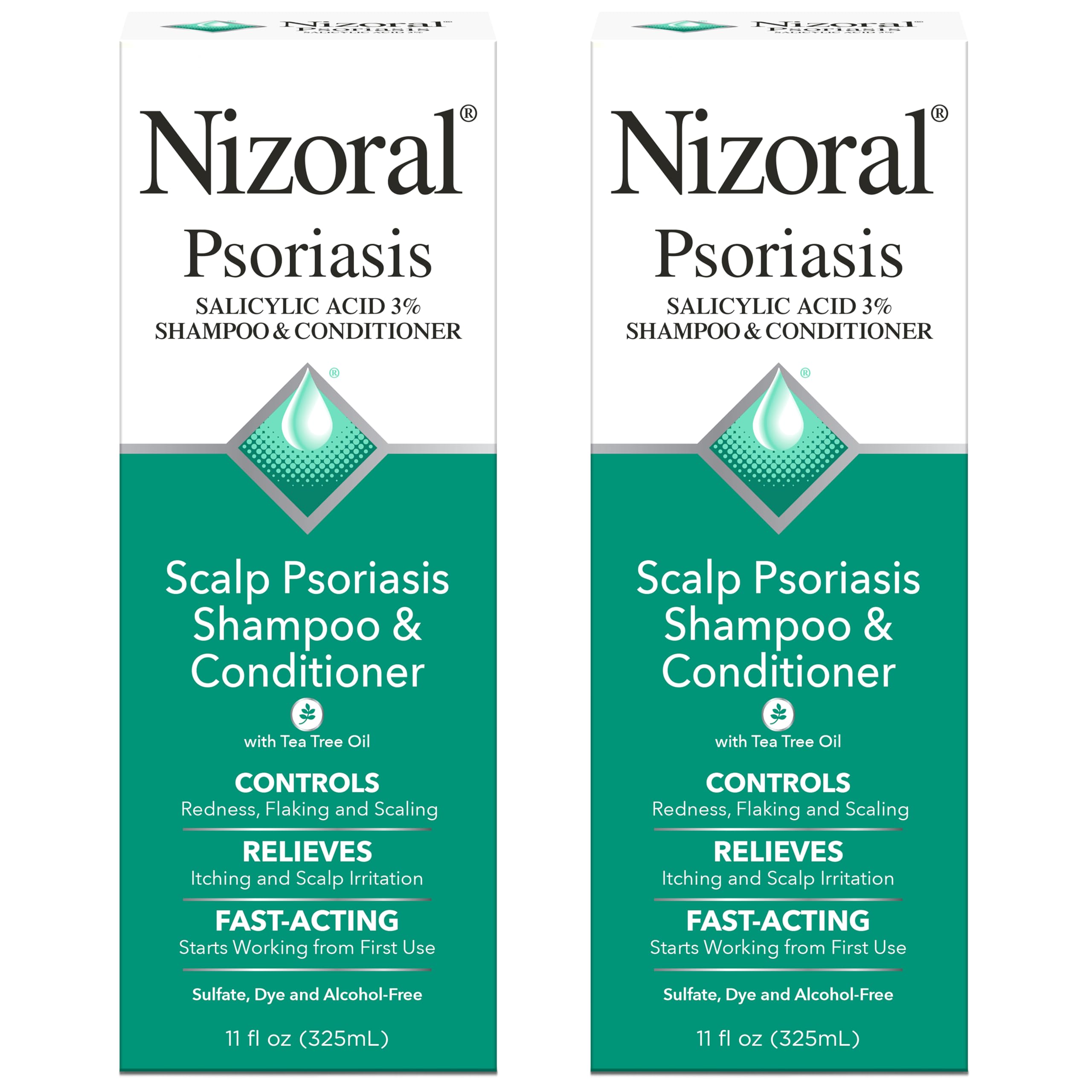 Bouteille Nizoral Shampoing Psoriasis prêt à l’emploi pour le cuir chevelu.