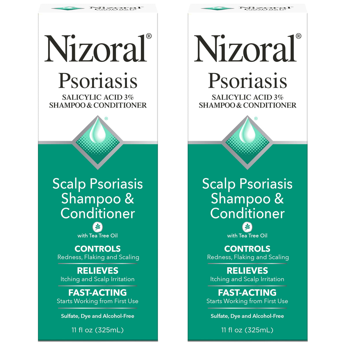 Bouteille Nizoral Shampoing Psoriasis prêt à l’emploi pour le cuir chevelu.