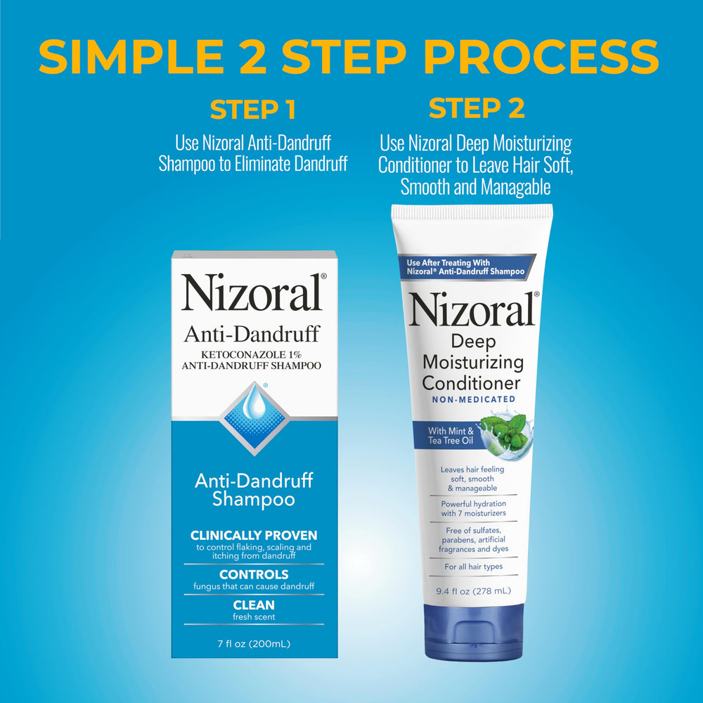 Texture mousse-shampoing Nizoral sur cheveux mouillés pendant lavage.