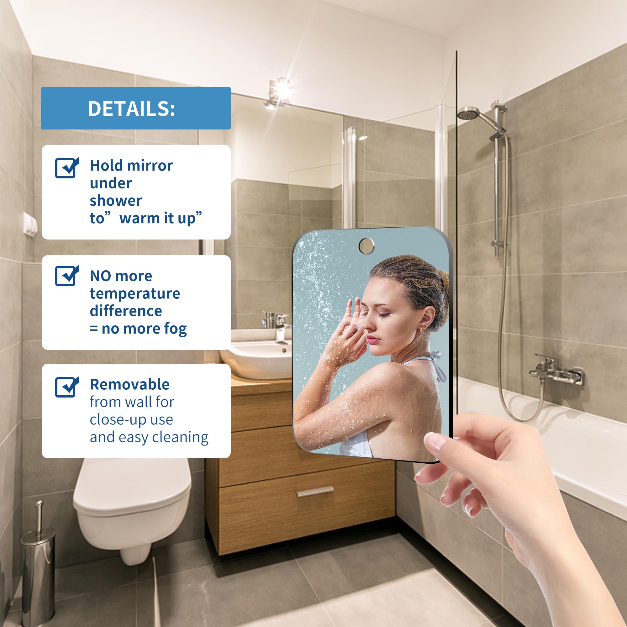 NKJVE Miroir camping-bain, facile à nettoyer après usage.