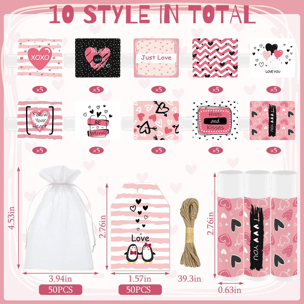 Nlicrst baume à lèvres cœur rose avec sachets organza pour offrir