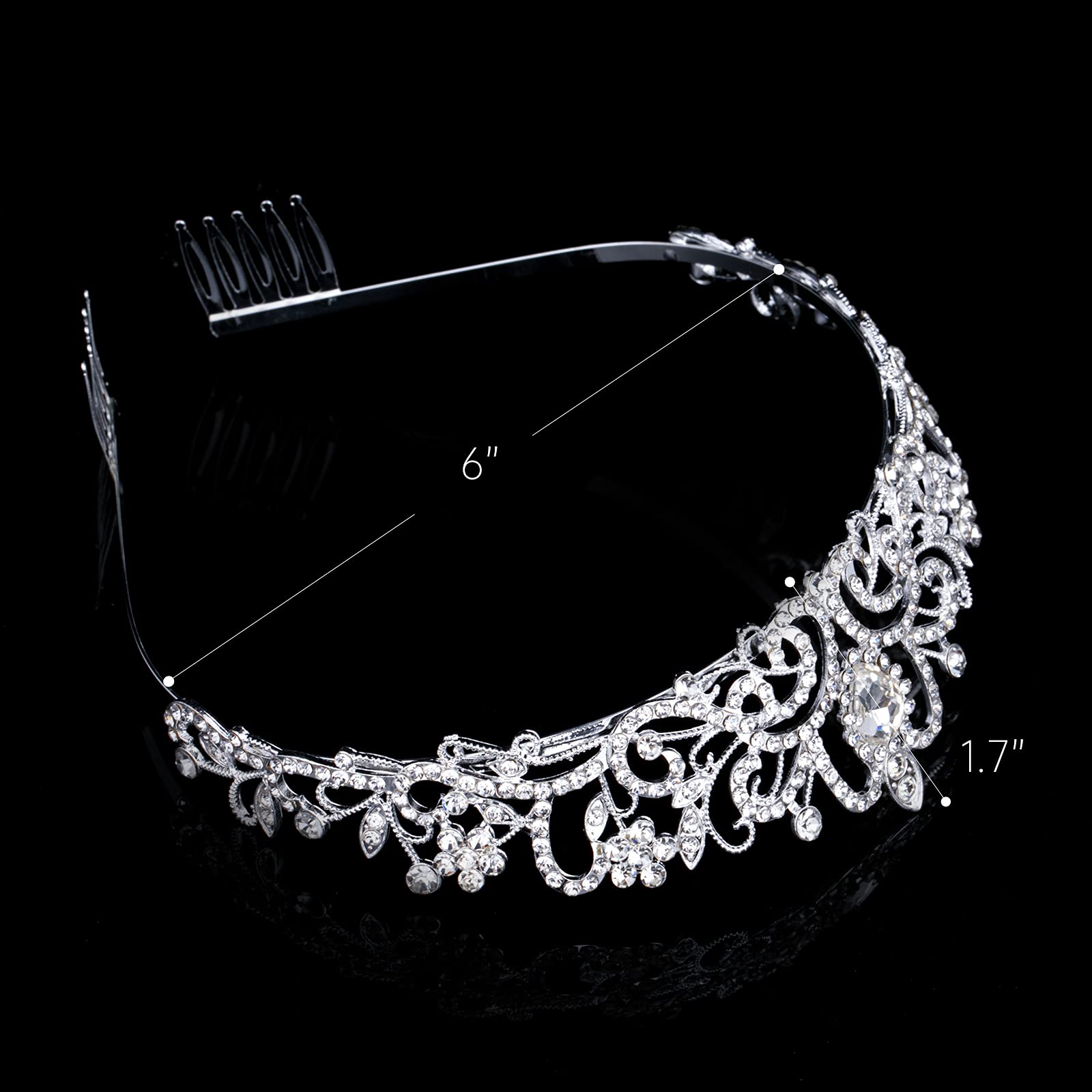 Nljihkure accessoires cheveux couronne cristal argent, idée cadeau chic.
