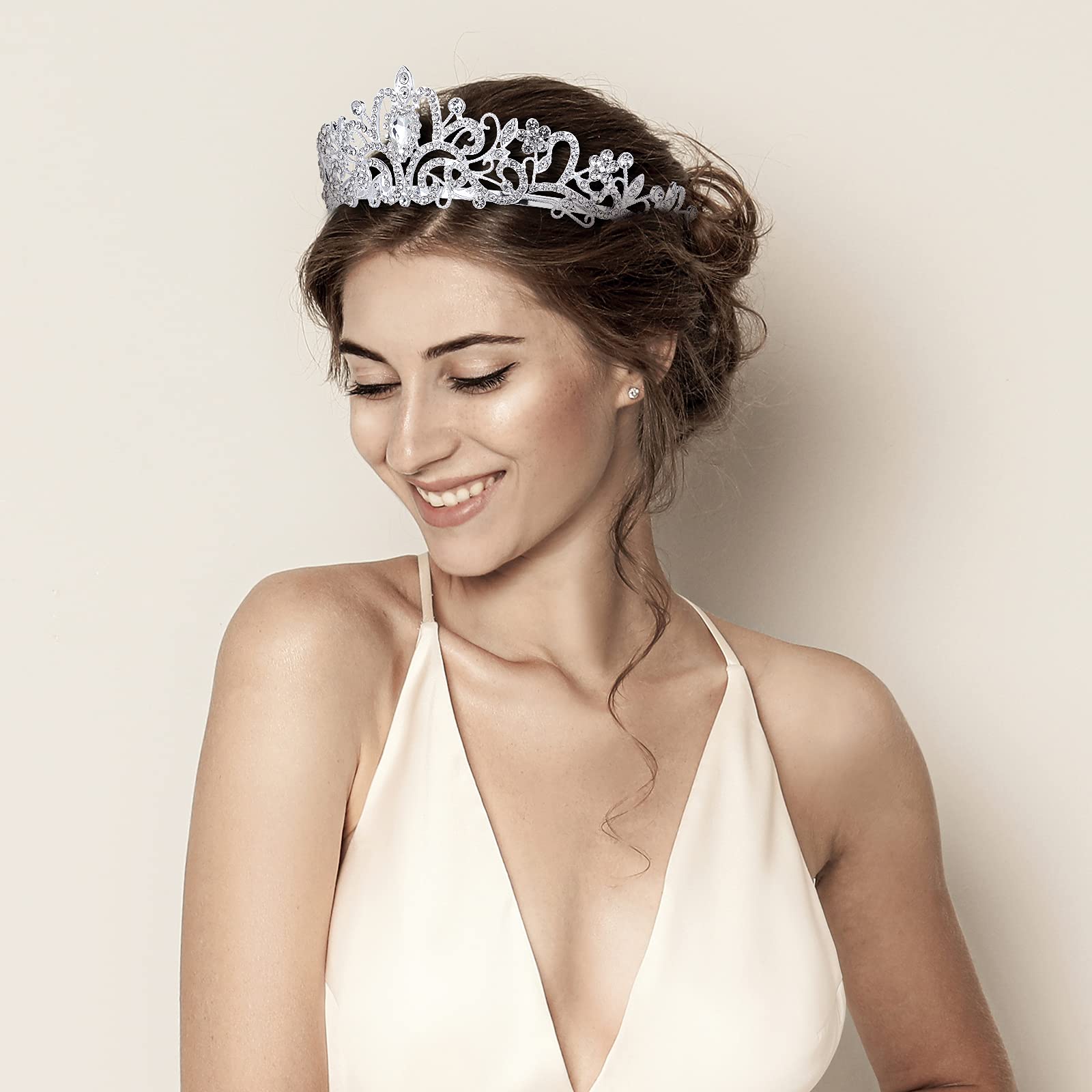 Nljihkure couronne cristal argent mariage pour une allure romantique.