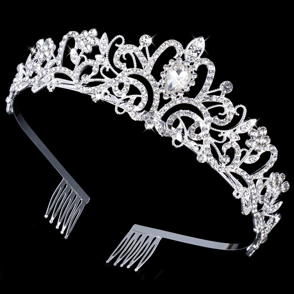 Nljihkure couronne princesse cristal argent vue proche pour un effet chic.