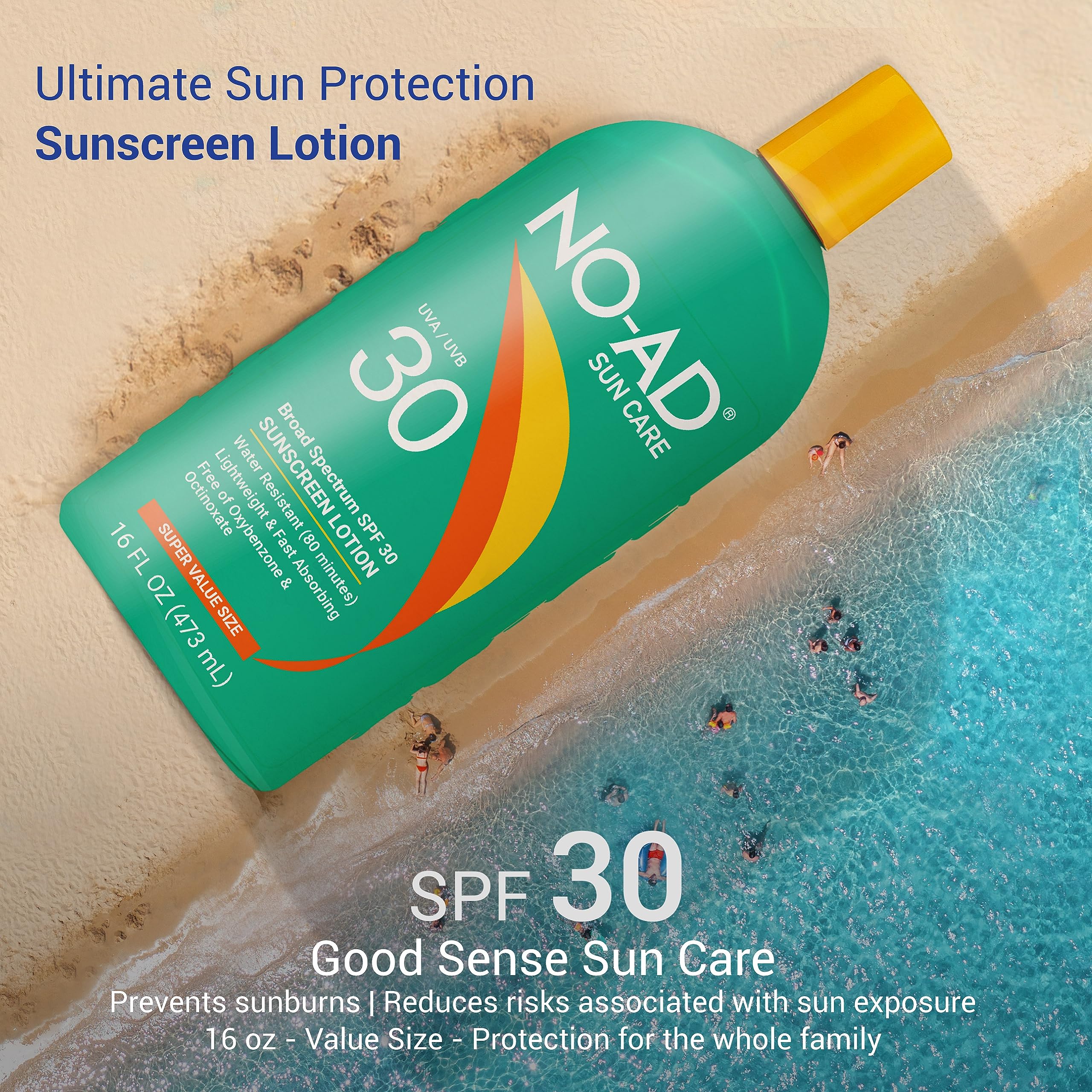NO-AD SPF30: étiquette sans octinoxate et oxybenzone, choix sûr pour votre peau.