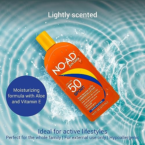 NO-AD SPF 50 Sport - ingrédients vitamine E et Aloe pour hydrater la peau.