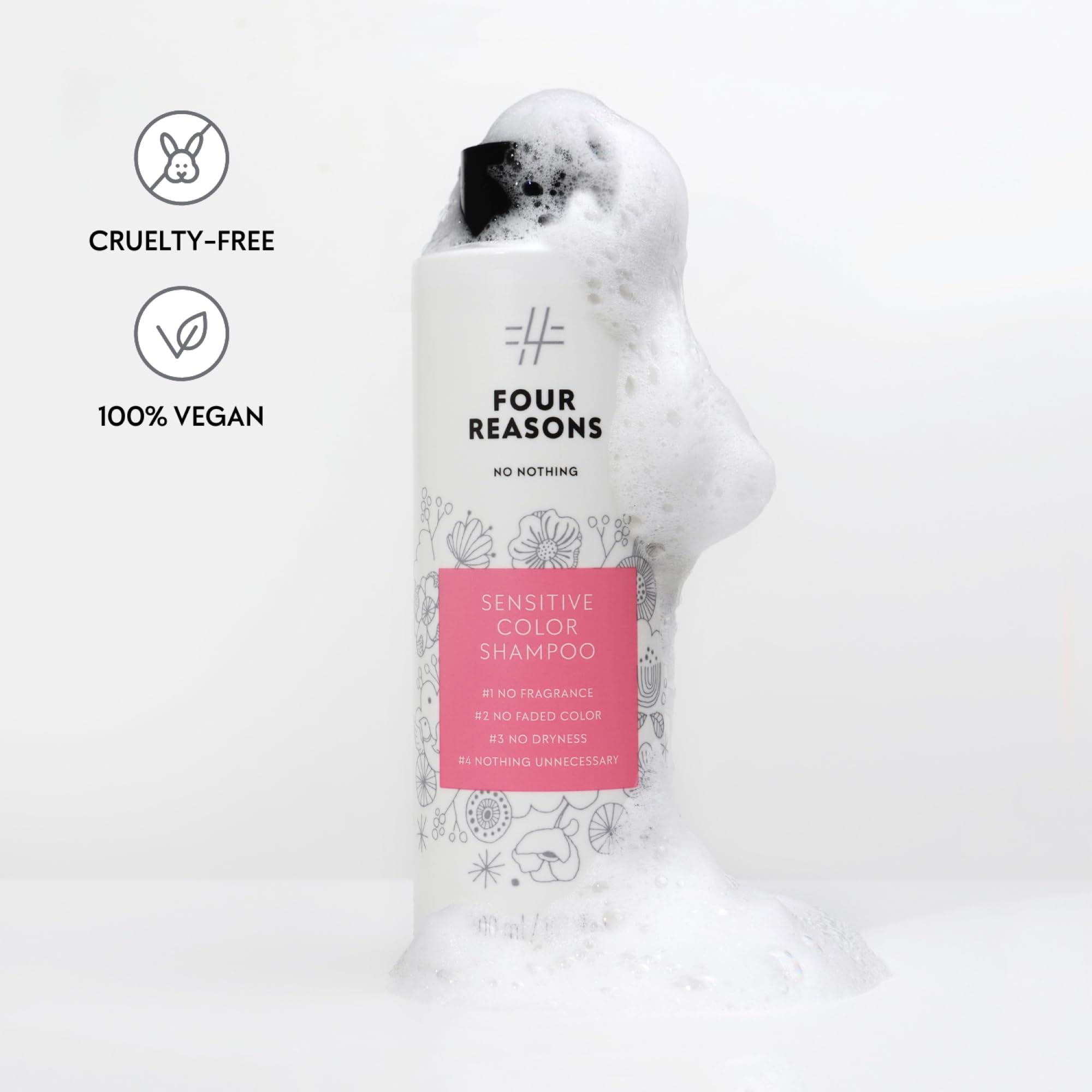 No Nothing Shampoing emballage eco: produit non testé sur animaux et végan.