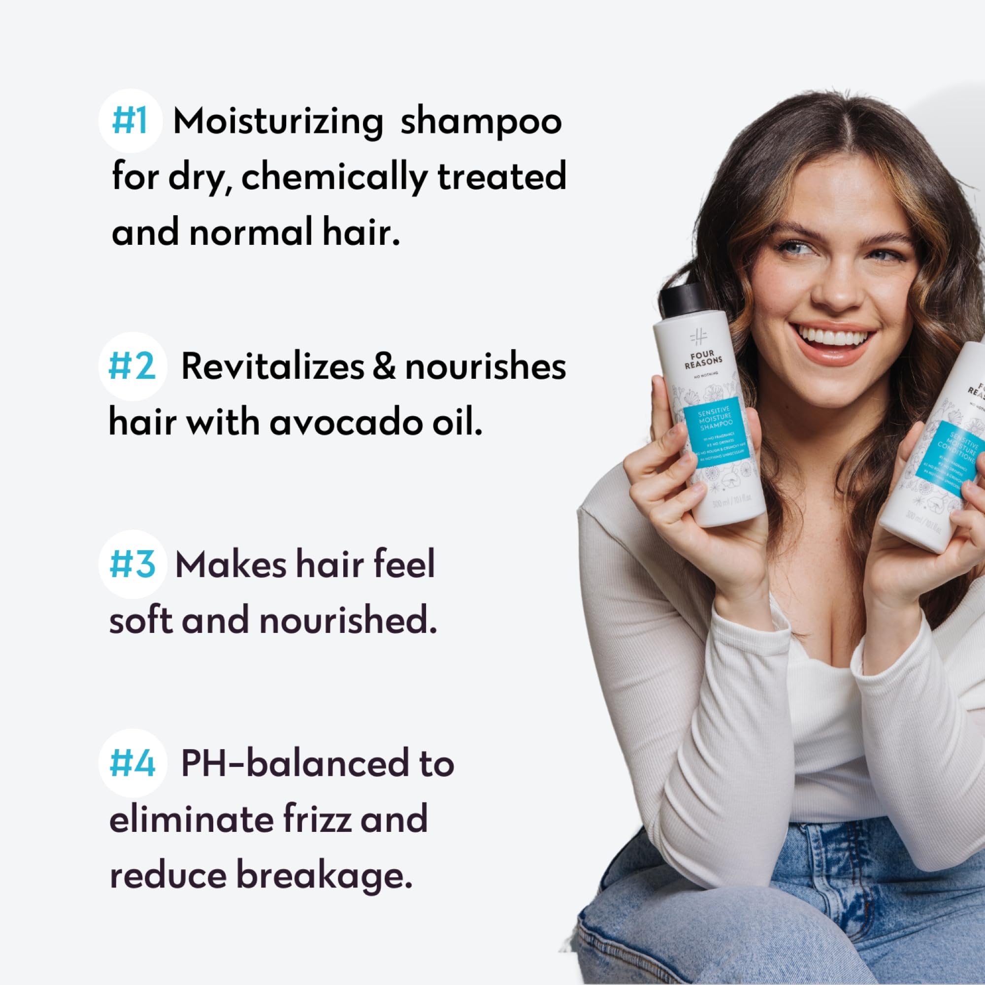 Texture crémeuse du shampoing facilite démêlage et douceur.