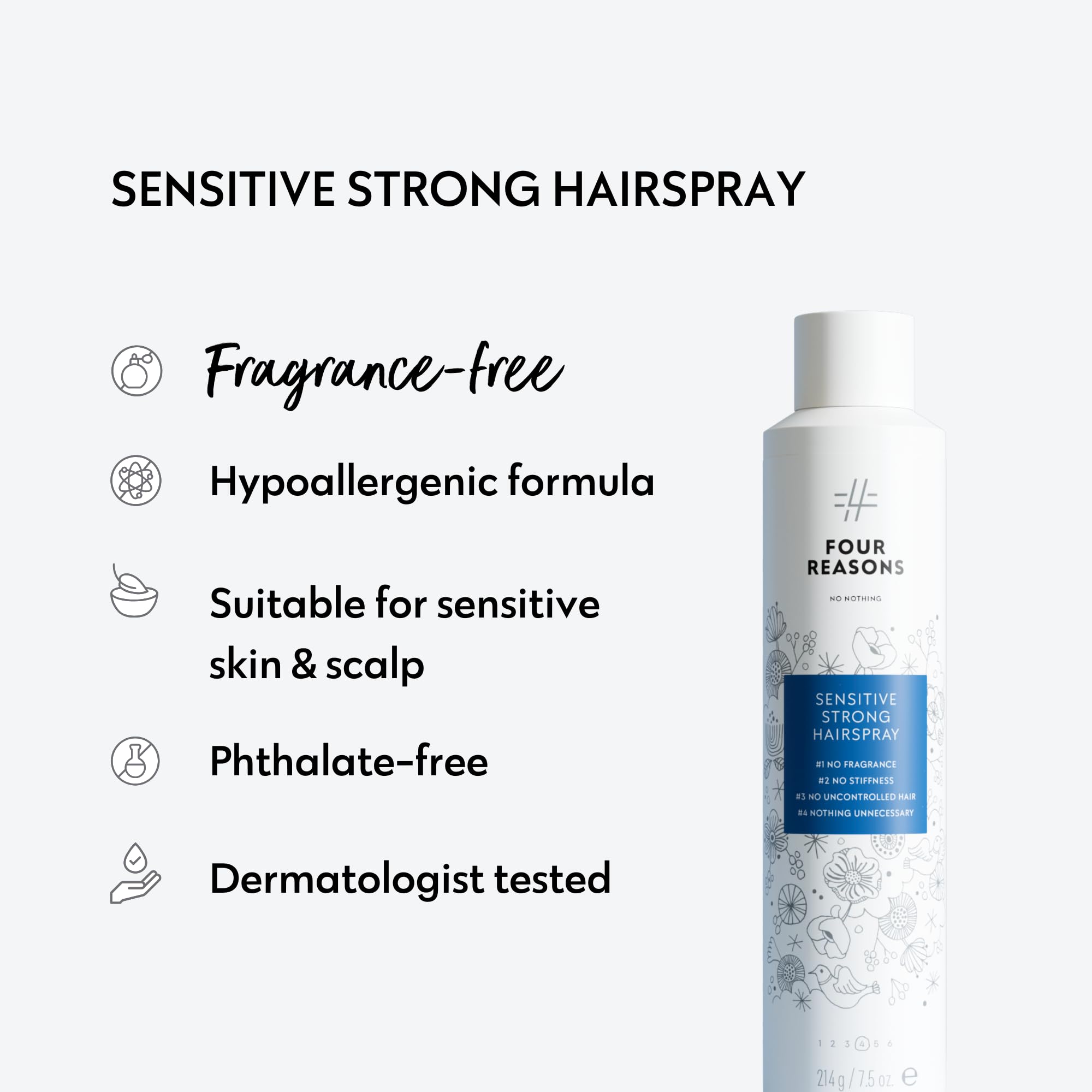 Spray coiffant No Nothing Strong Hairspray en action, application rapide et nette