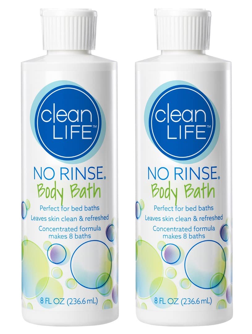 No-Rinse Body Bath, bouteille 8oz prête pour 8 bains complets.