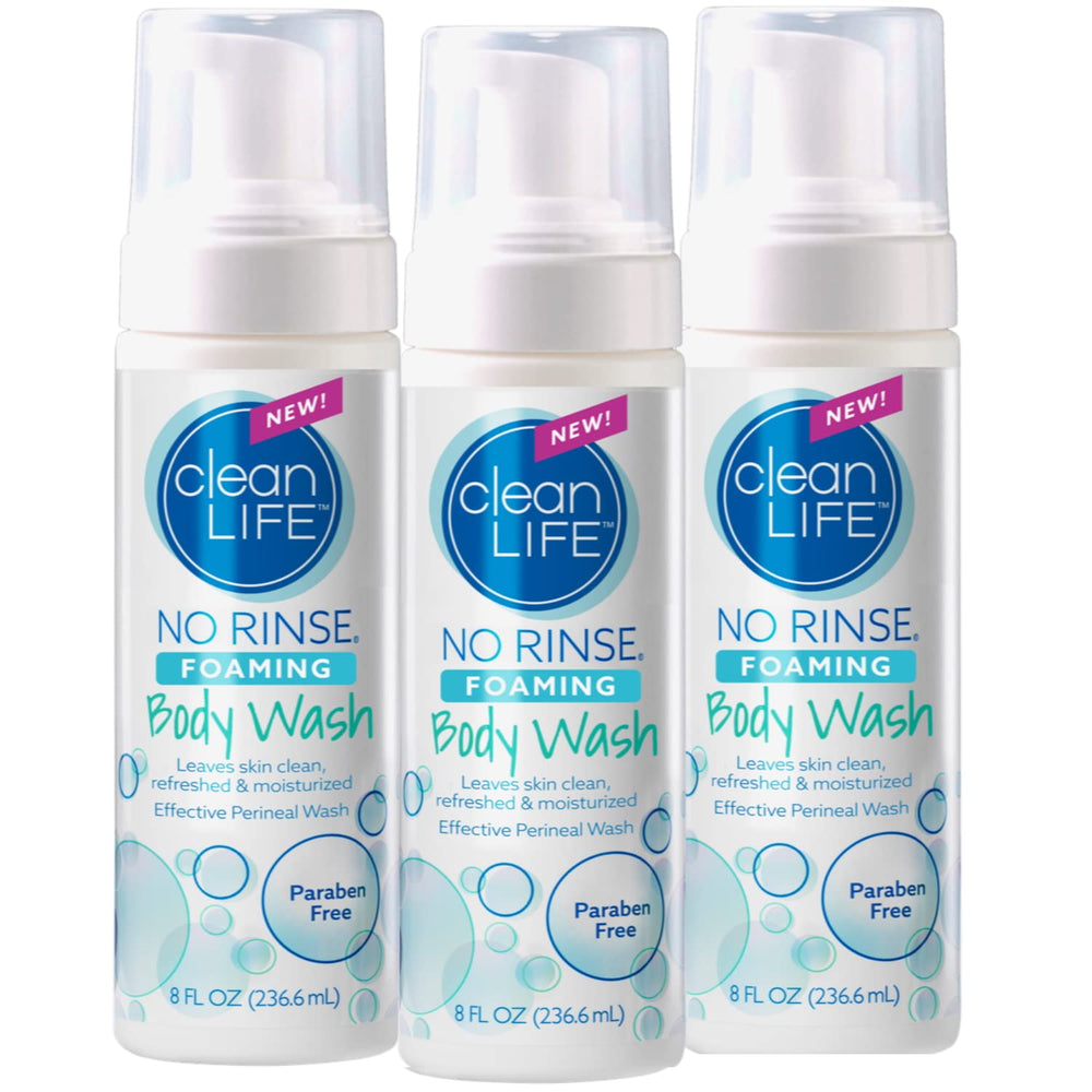No-Rinse Foaming Body Wash bottle pour for quick waterless cleansing