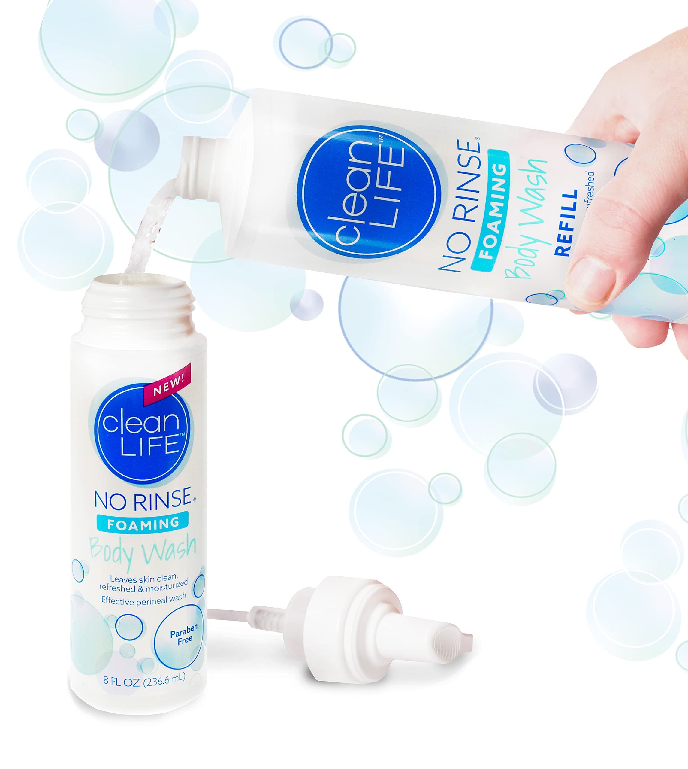 No-Rinse Foaming Body Wash pack of three for families and caregivers