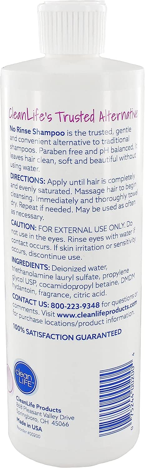 No-Rinse Shampoo applied to hair for easy odor-free cleaning