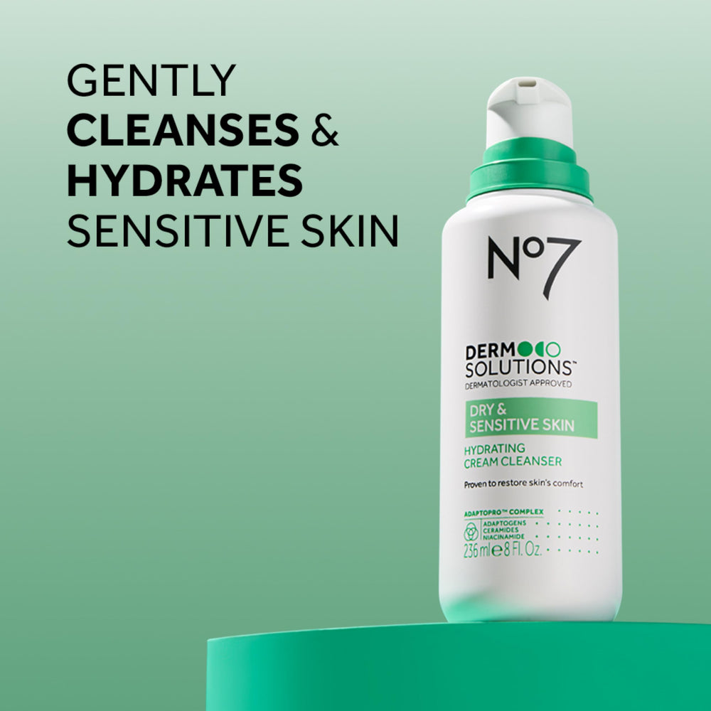 No7 Derm Solutions Hydrating Cleanser pump enables easy lather and thorough cleansing
