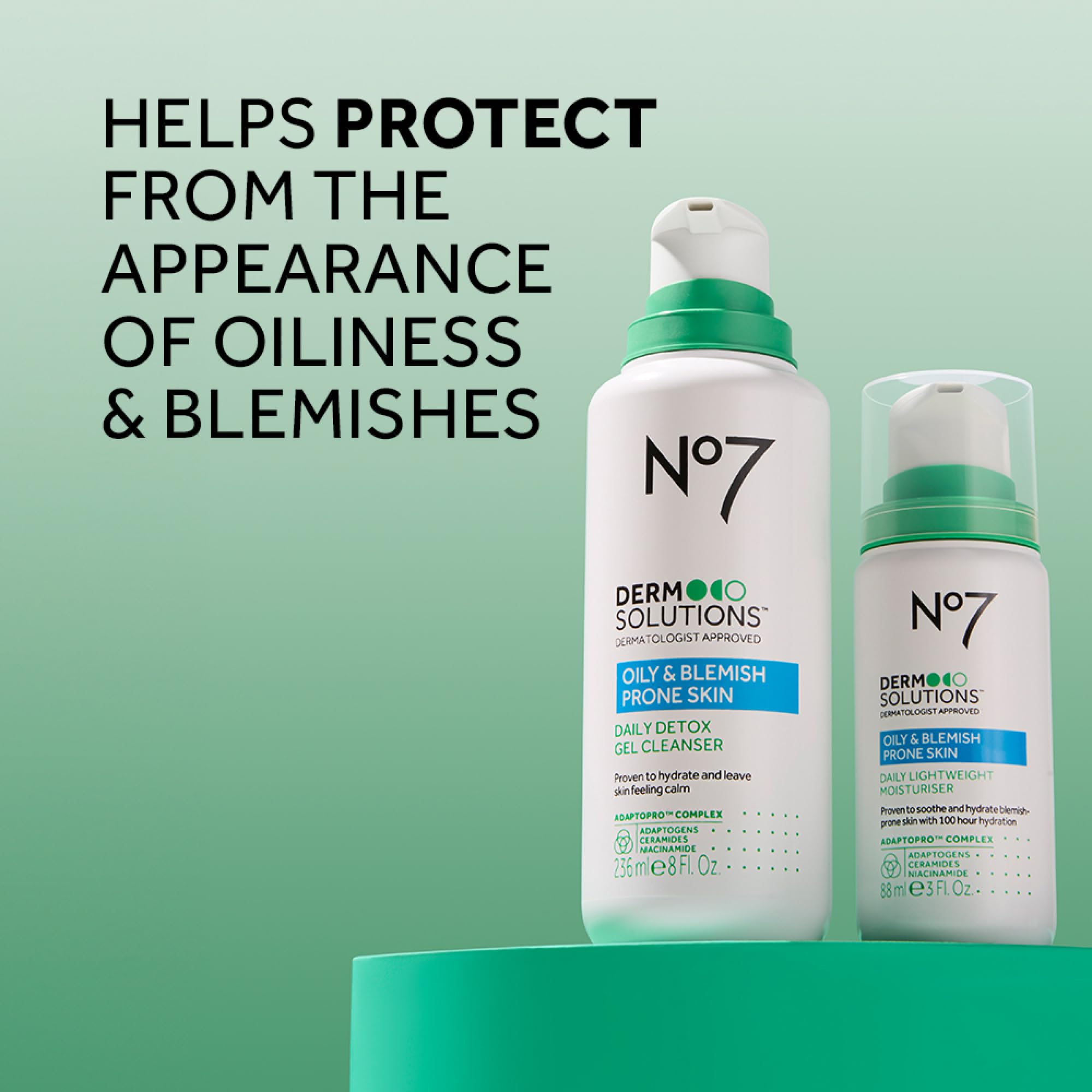 No7 Derm Solutions absorption rapide texture légère, fini neutre.