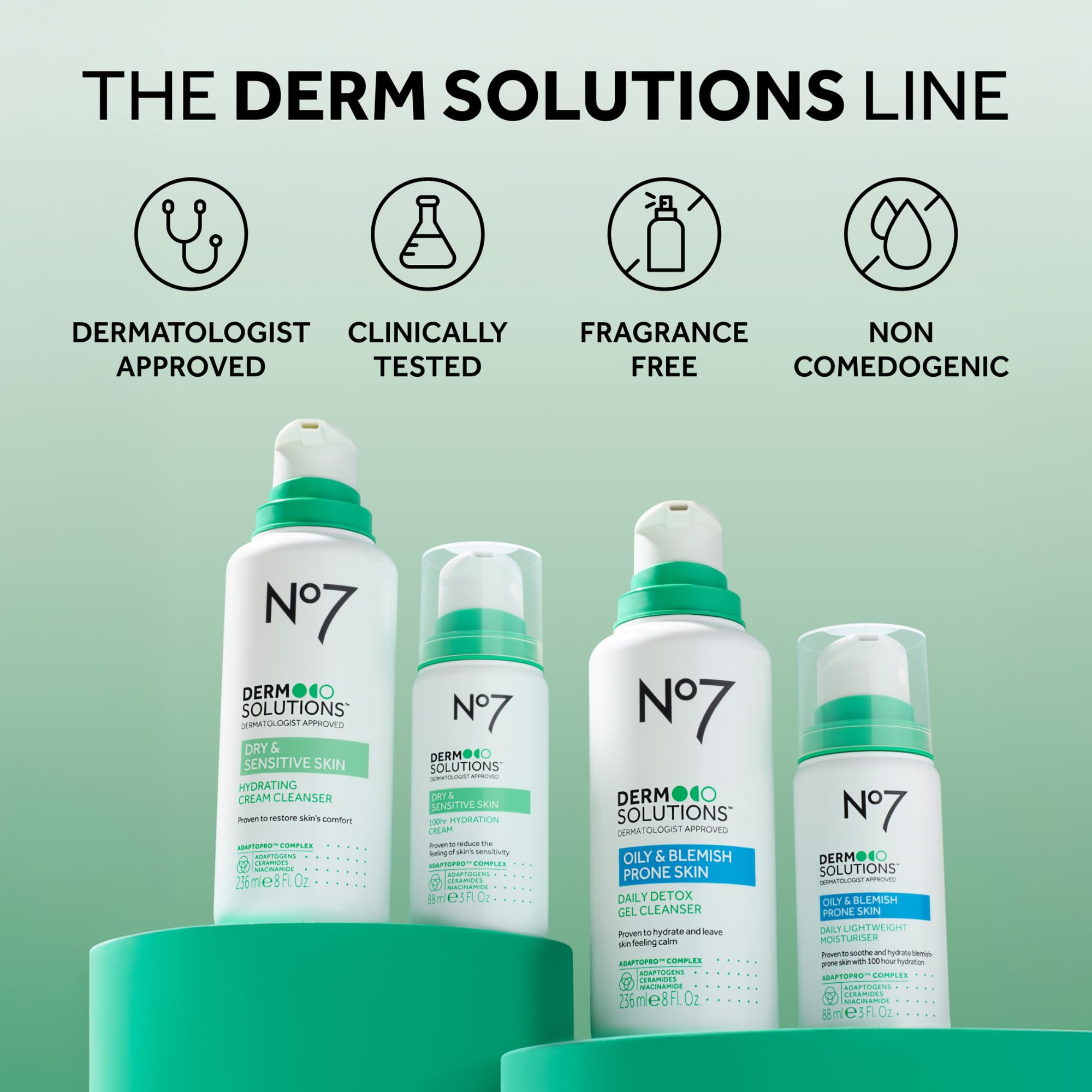 No7 Derm Solutions fini satin sur peau douce et lisse.