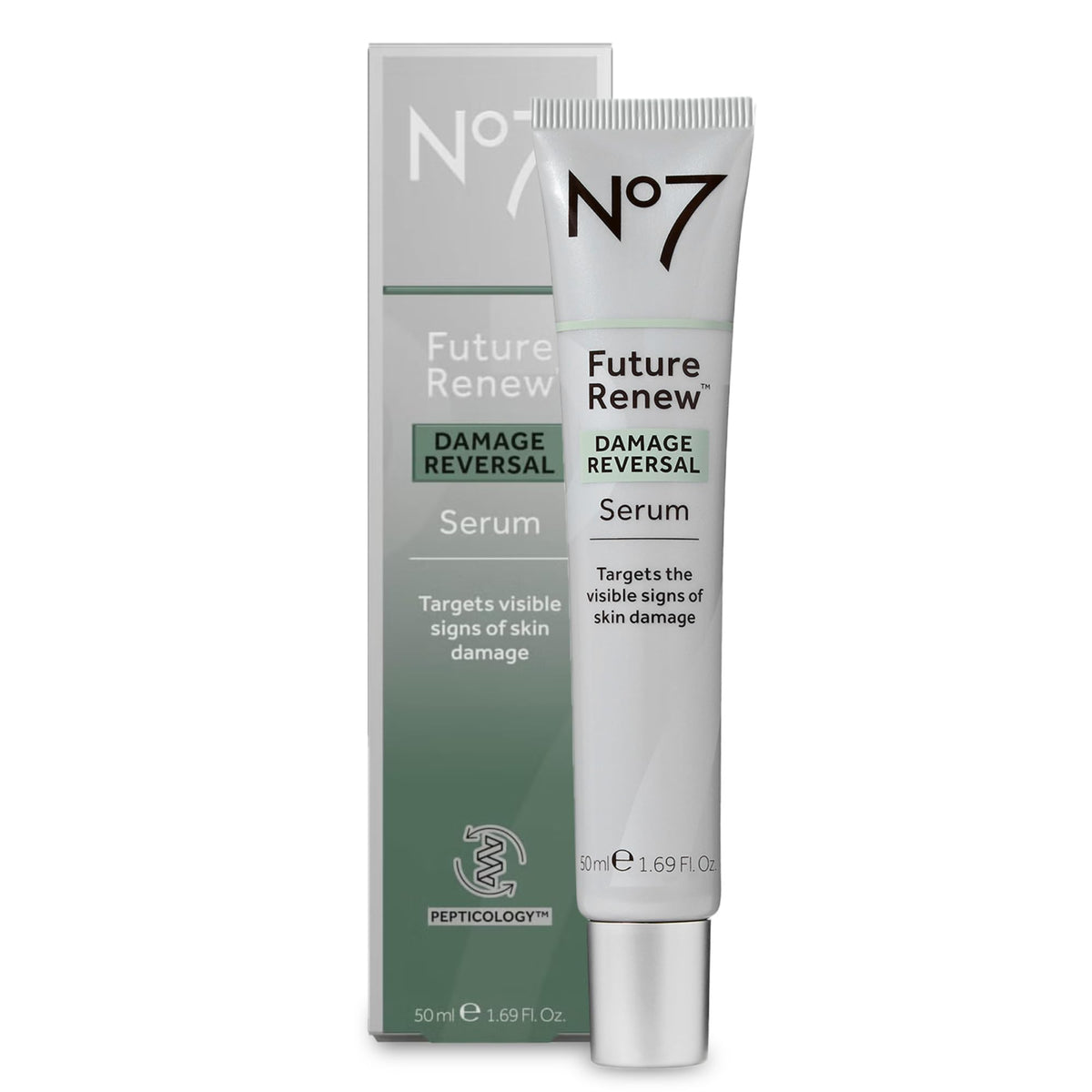 No7 Future Renew Serum visage - bouteille élégante prête pour une application rapide.