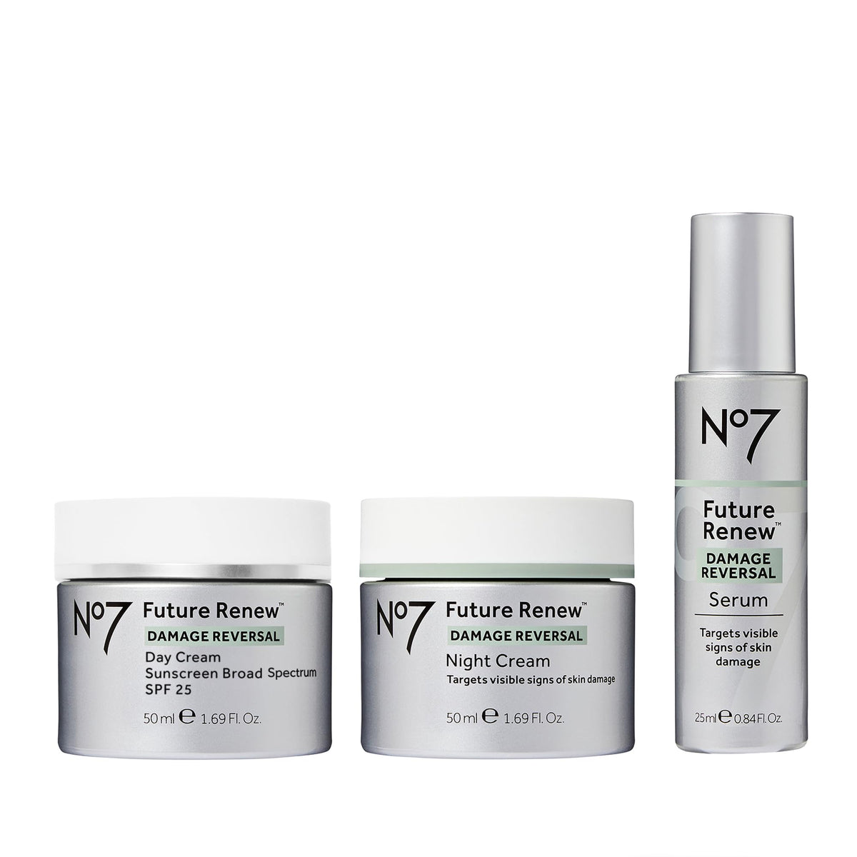 Sérum visage No7 Future Renew - bouteille: absorption rapide et teint éclatant.