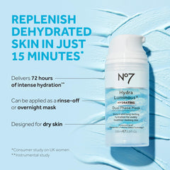 No7 HydraLuminous bouteille-serum: protection peau et nutrition nocturne