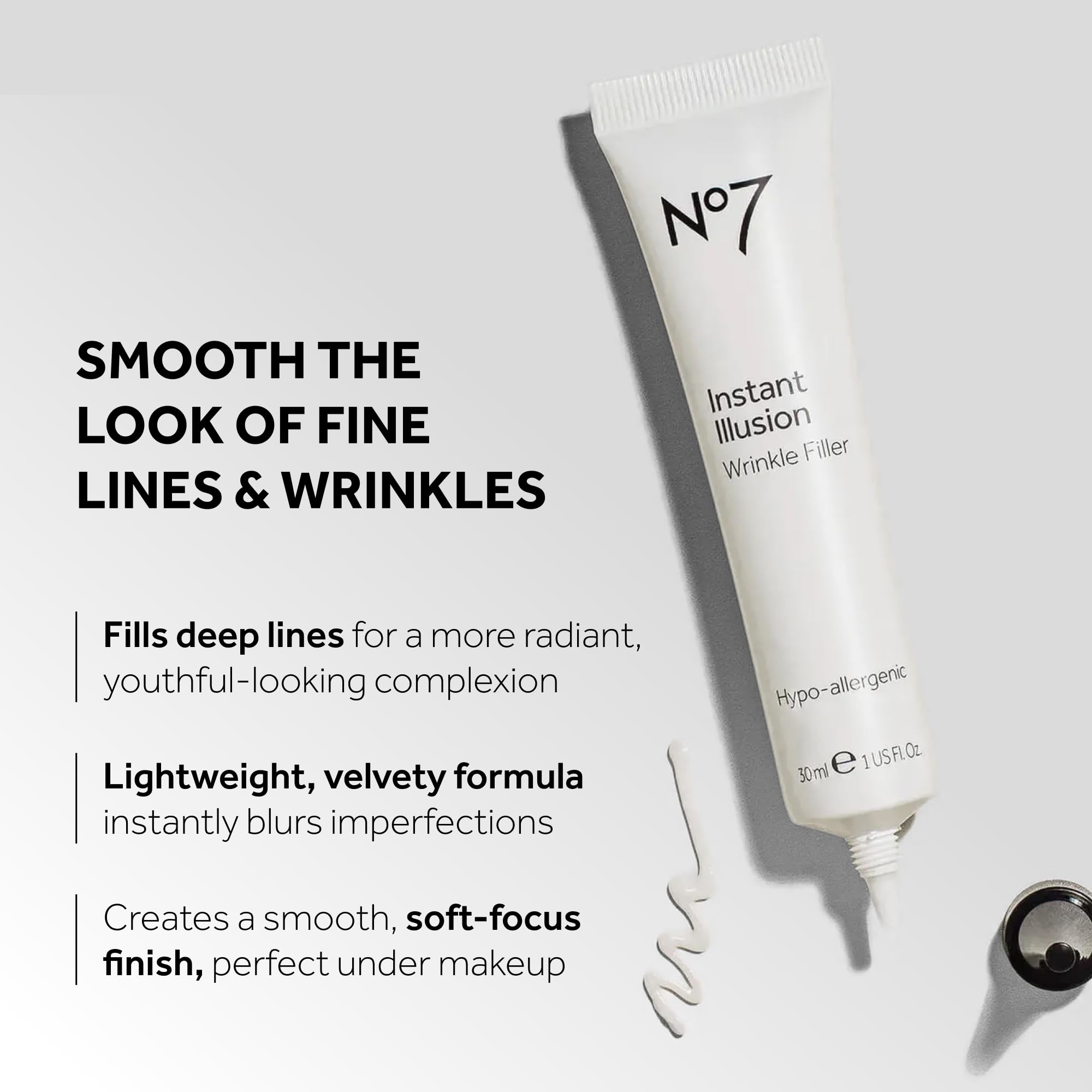 No7 Instant Illusion: texture veloutée, application douce sur les ridules.