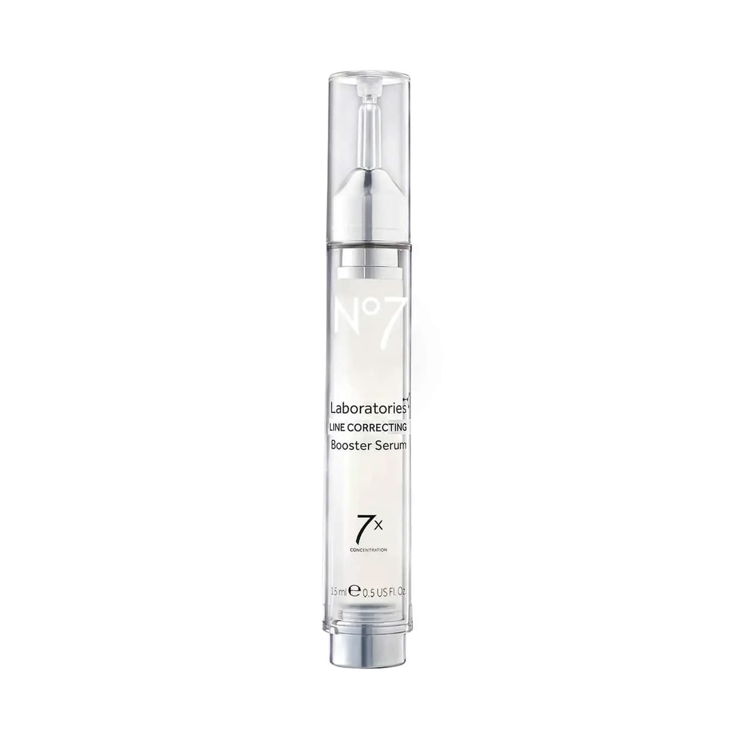 No7 Lift et Luminate Serum dans sa bouteille, hydratation et fermeté possibles.