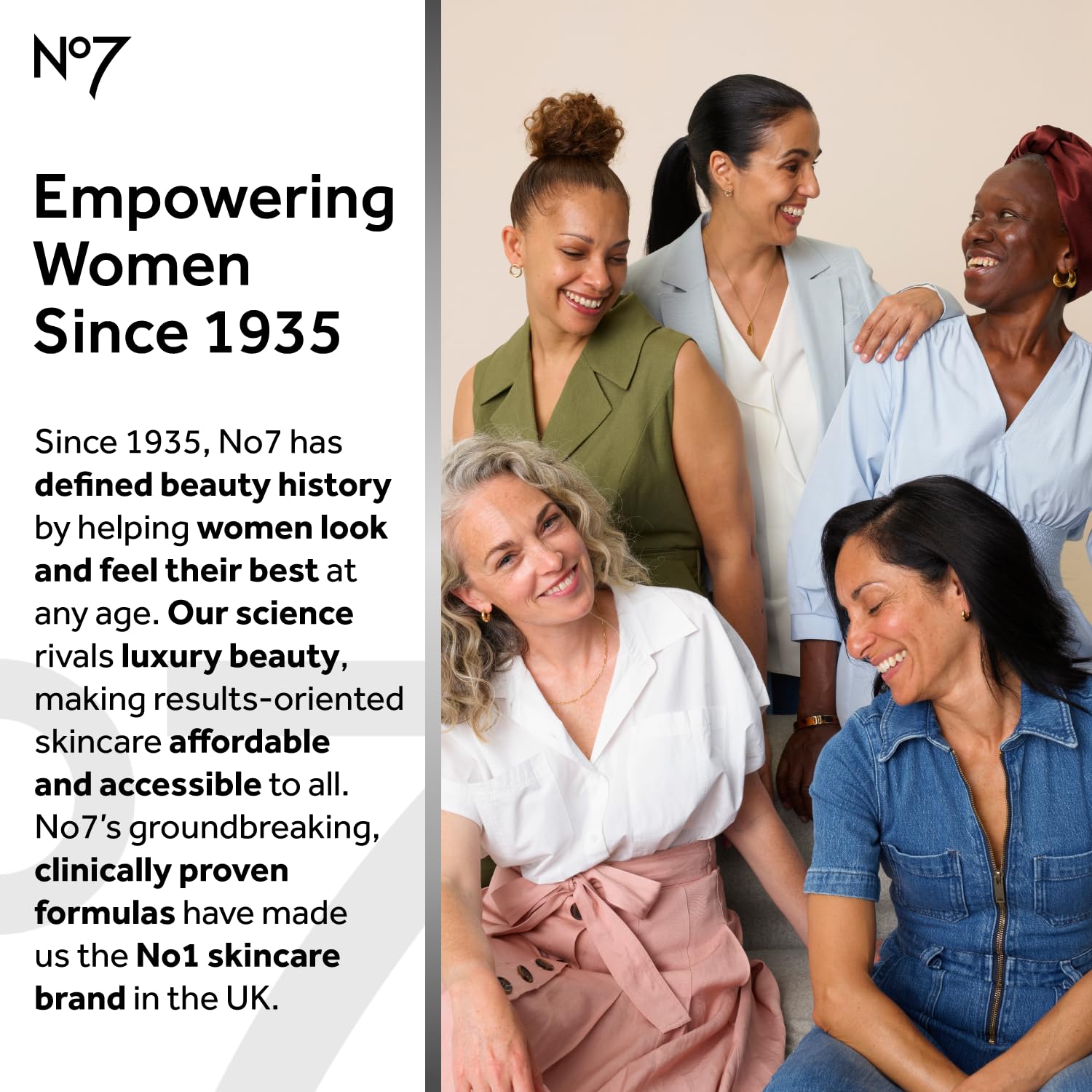 No7 Lift et Luminate — histoire de marque forte, 85 ans d'innovation beauté.