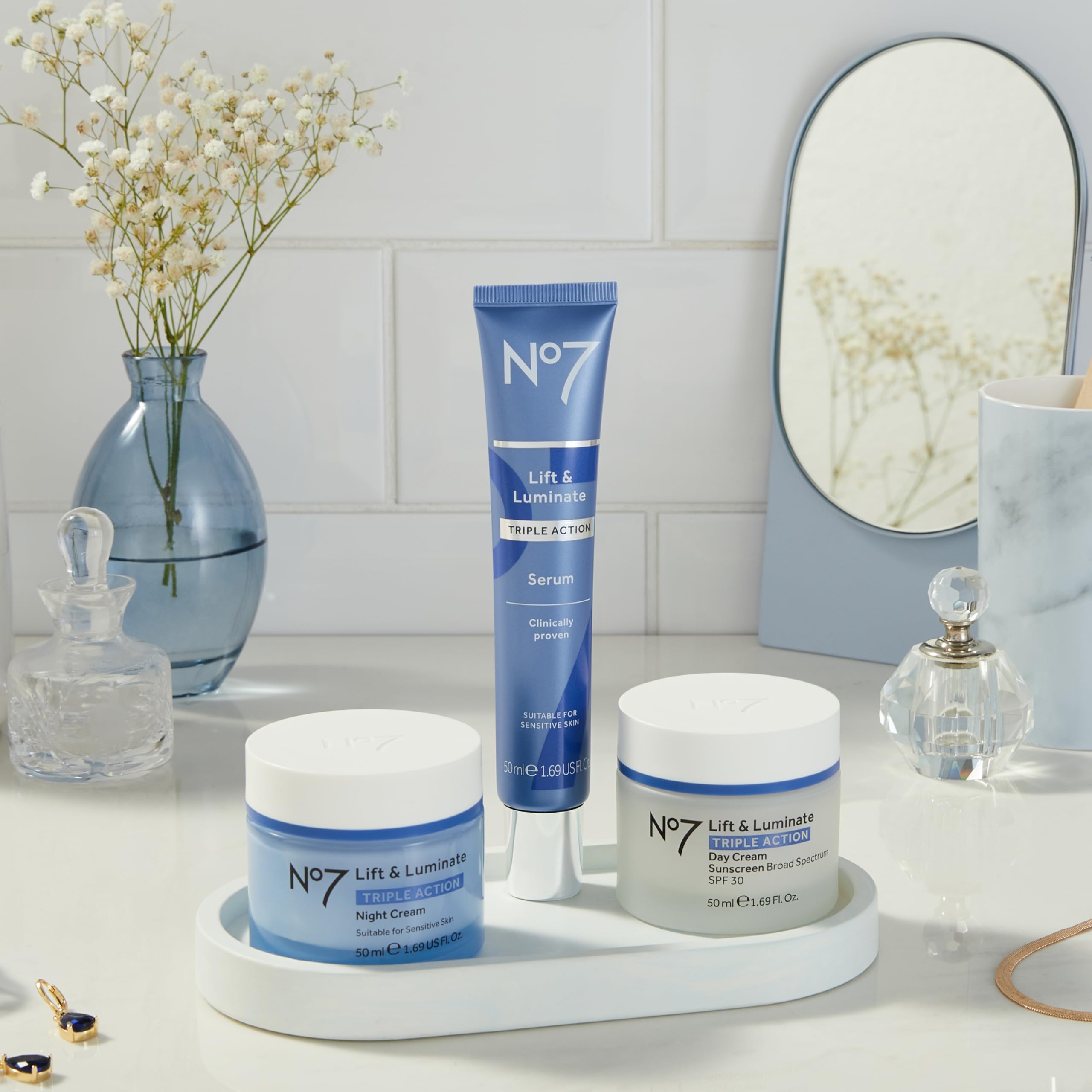 No7 Lift et Luminate — résultats potentiels après deux semaines d'utilisation.
