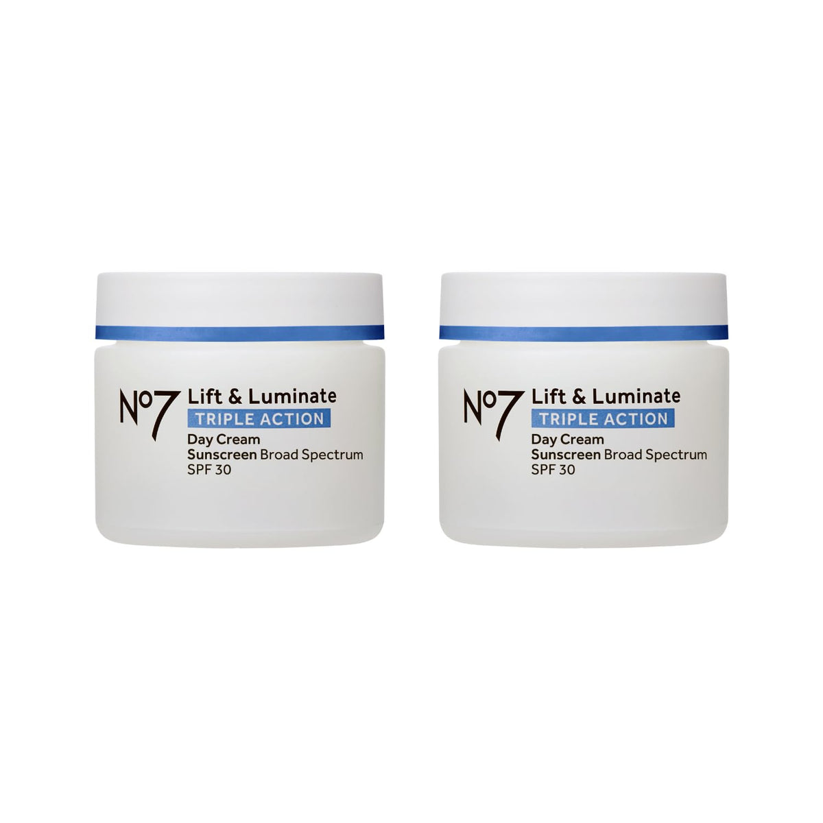 No7 Lift & Luminate, la bouteille du produit pour une hydratation anti-âge.