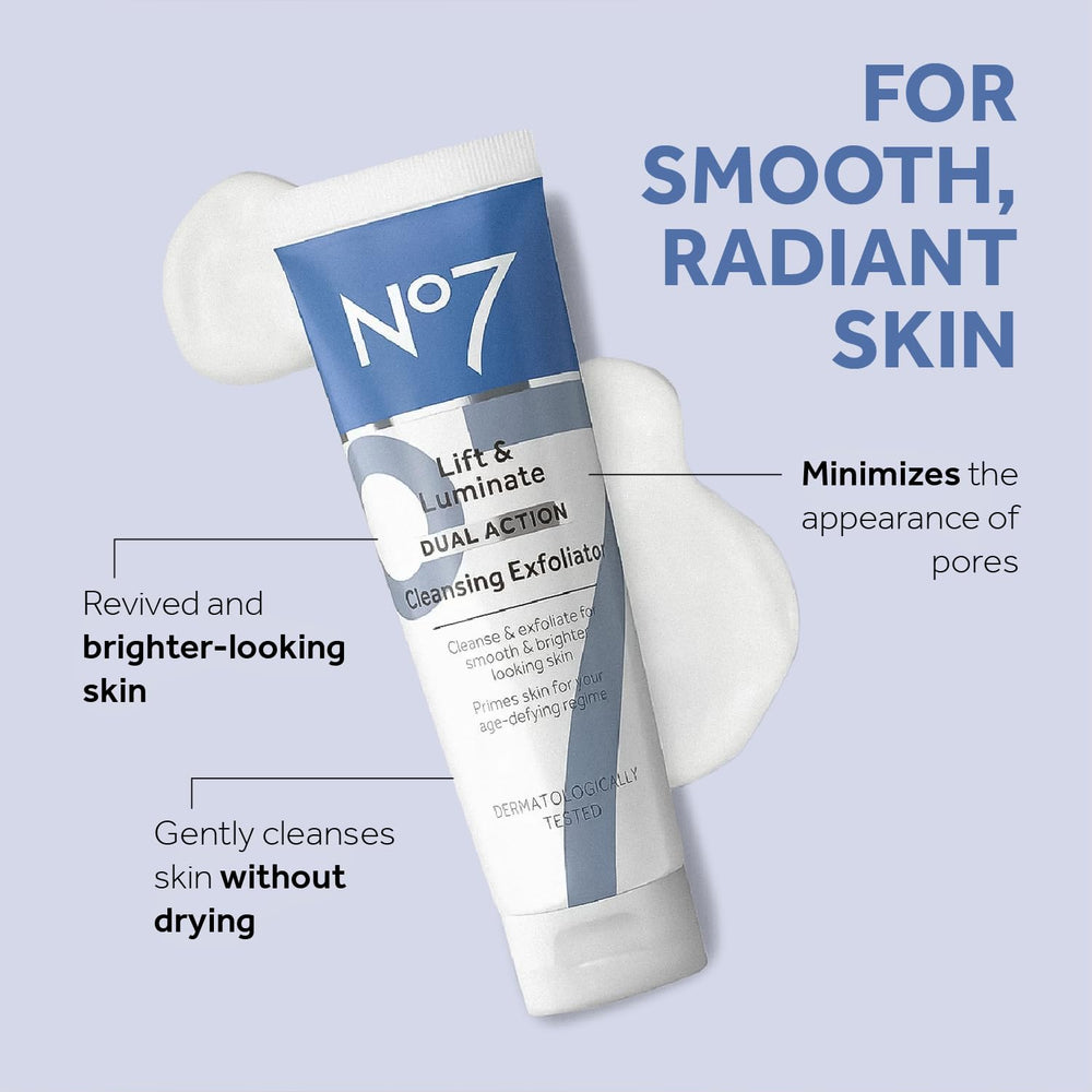 No7 Lift & Luminate – exfoliant doux visage pour texture rafraîchie.