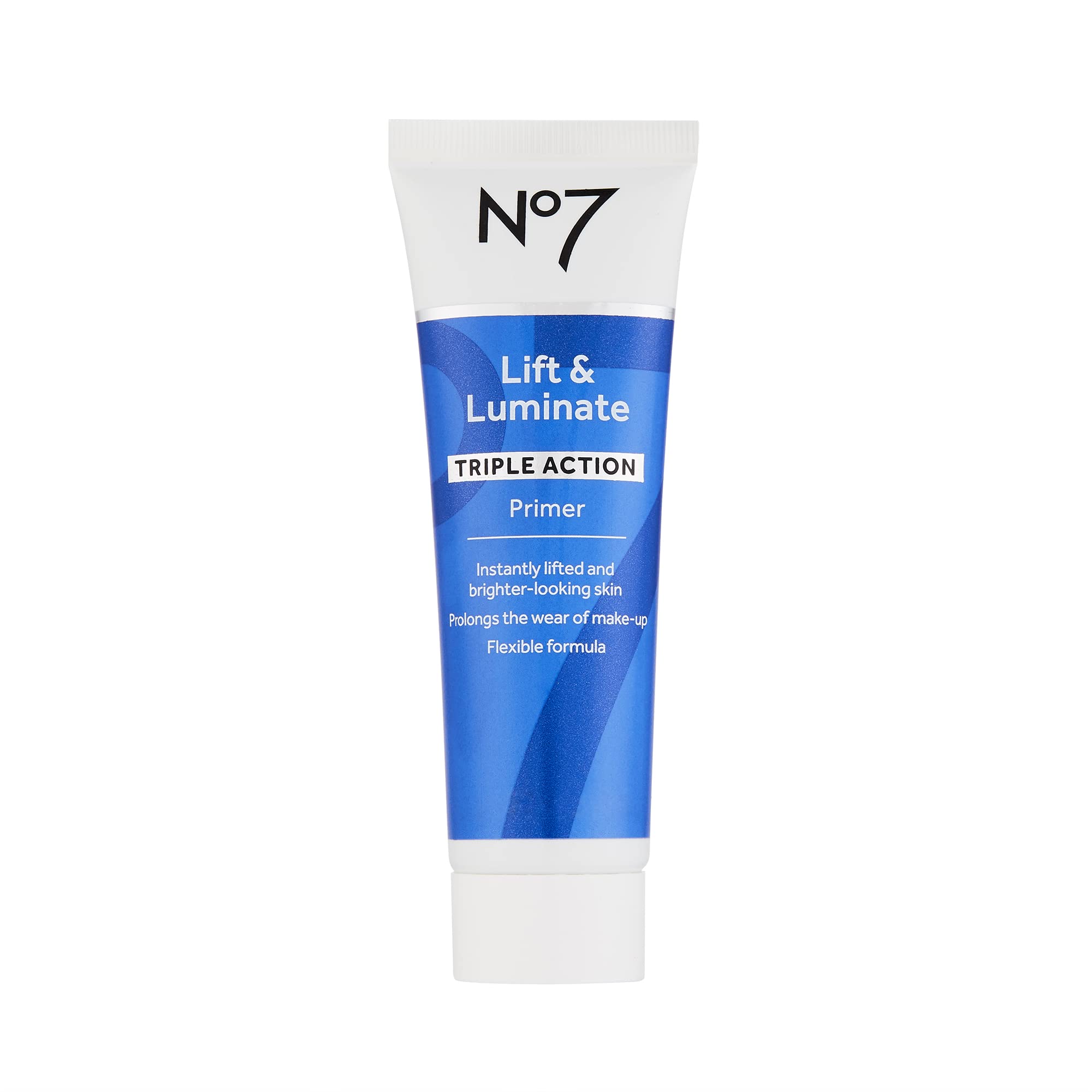 No7 Lift & Luminate Primer bottle pump delivers a smooth base with subtle glow