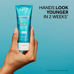 No7 Protect & Perfect, application rapide et absorption sans film gras.