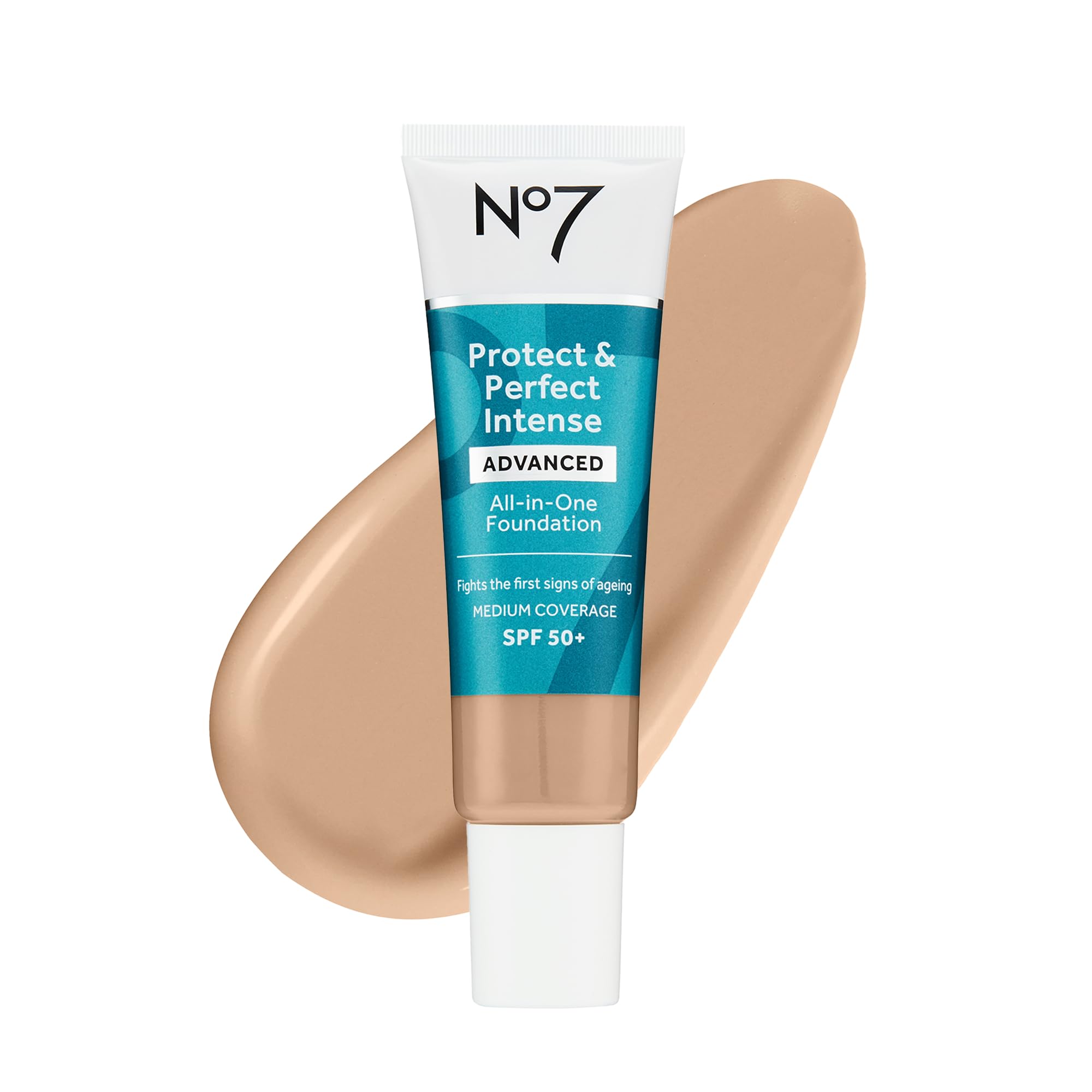 No7 Protect & Perfect foundation Warm Ivory bottle shows premium packaging for smooth application.