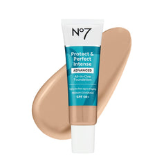 No7 Protect & Perfect foundation Warm Ivory bottle shows premium packaging for smooth application.
