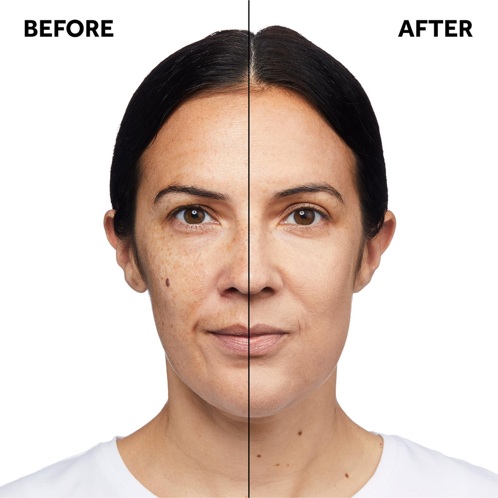 No7 Protect & Perfect foundation swatches show warm ivory shade blending into skin.