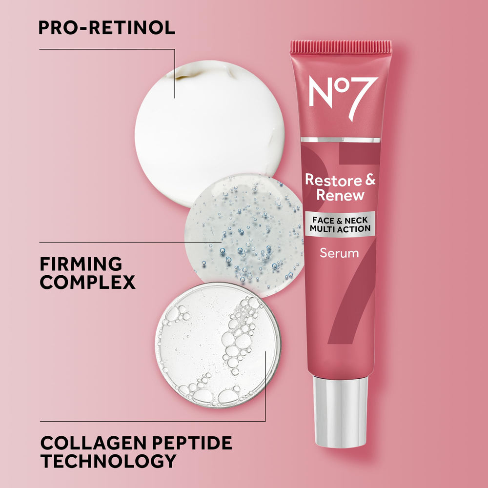 No7 Restore & Renew - texture hydratante pénètre rapidement, laissant peau douce et souple.
