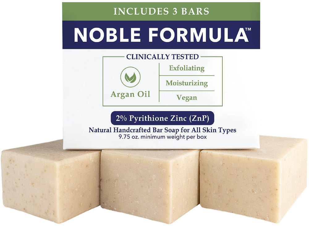 Noble Formula : barre-pyrithione-zinc-olive pour peau nette et équilibrée.