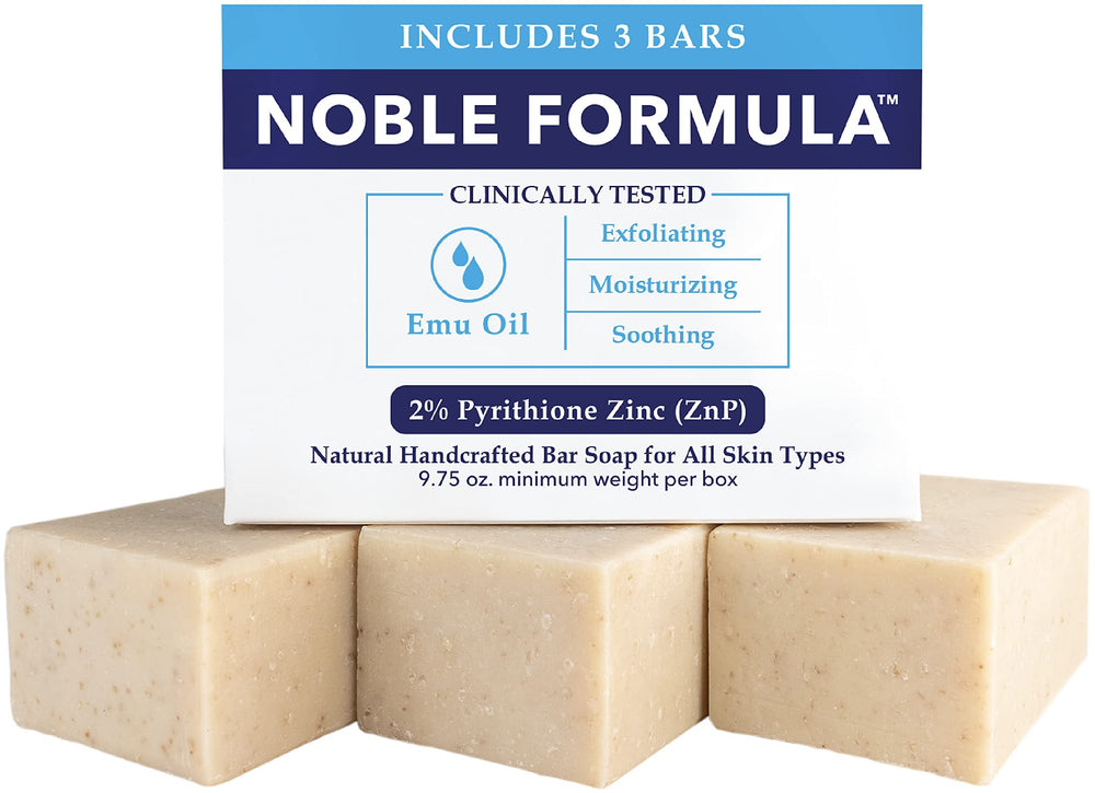 Savon Noble Formula ZnP 2% avec huile d'emU pour peau acnéique, nettoyage en douceur.