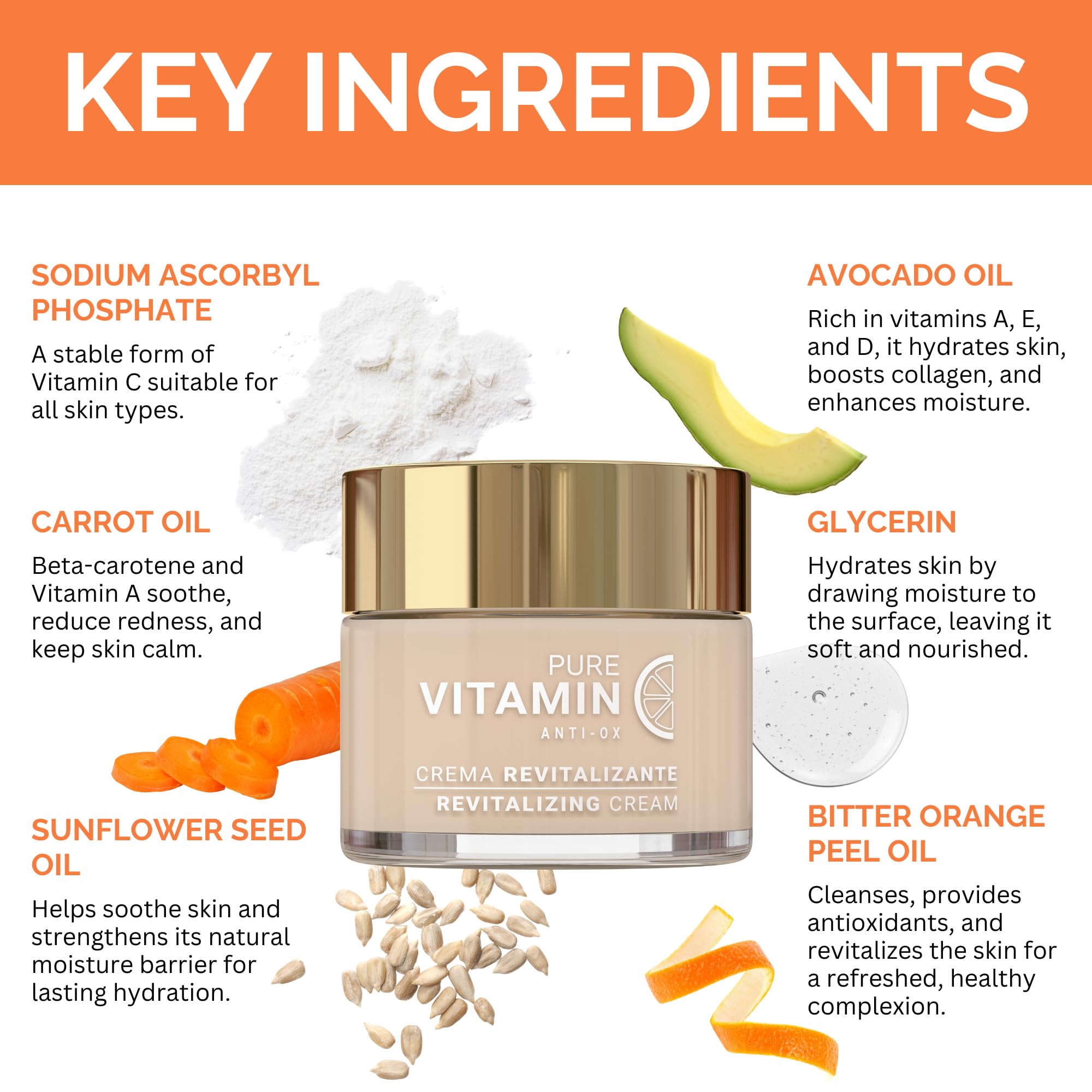 Base maquillage idéale avec la crème Vitamin C Noche Y Dia.