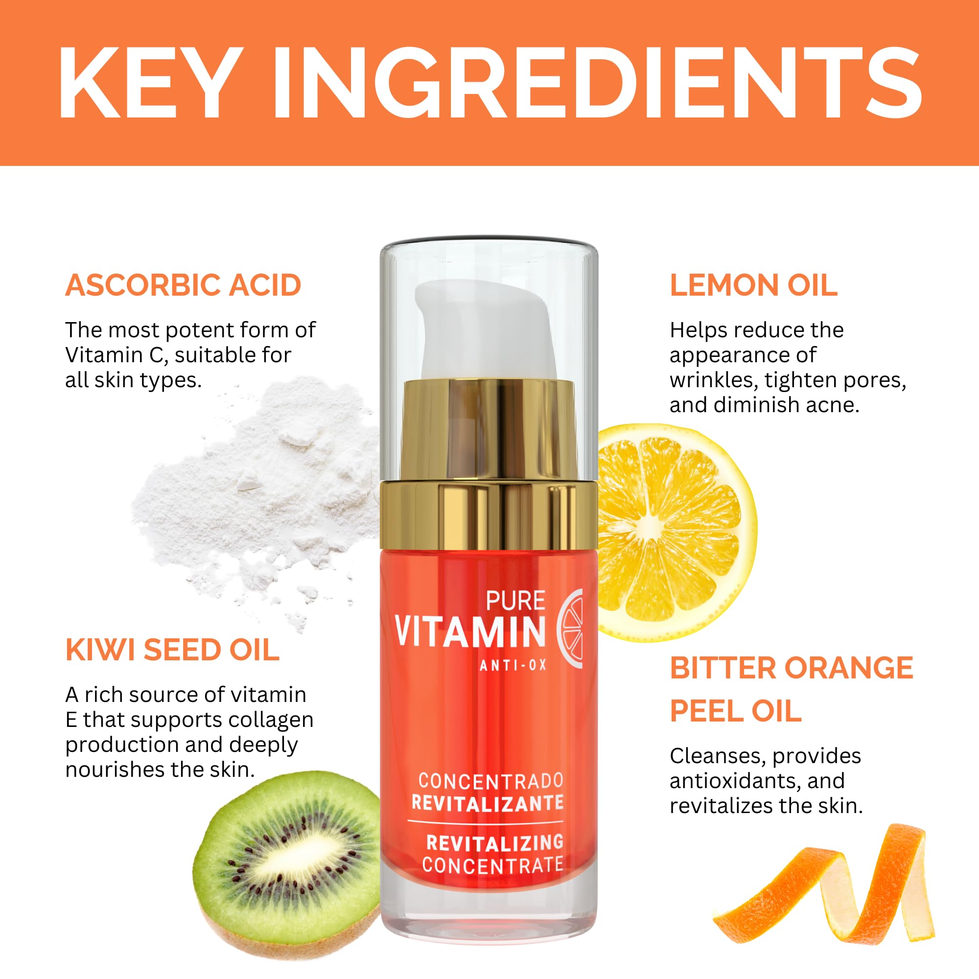 Sérum Vitamine C Noche Y Dia — extraits d'agrumes pour un éclat naturel.