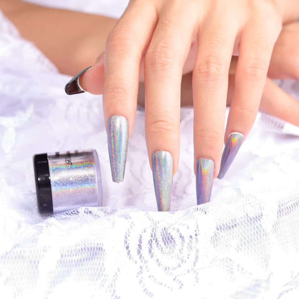 Poudre holographique NODDWAY pour résine et ongles, rendu miroir