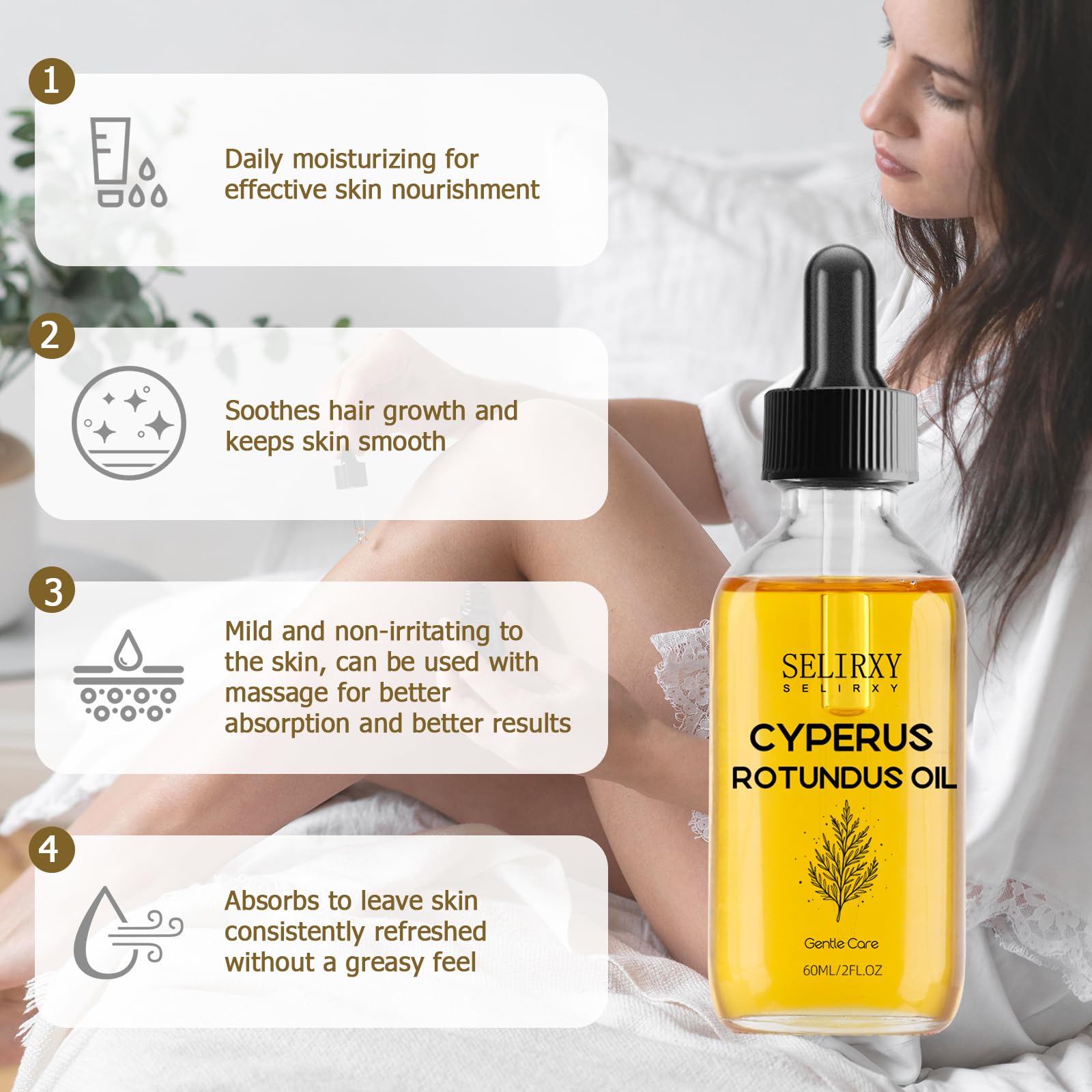 Nodfens huile Cyperus Rotundus - goutte déposée sur peau pour confort immédiat