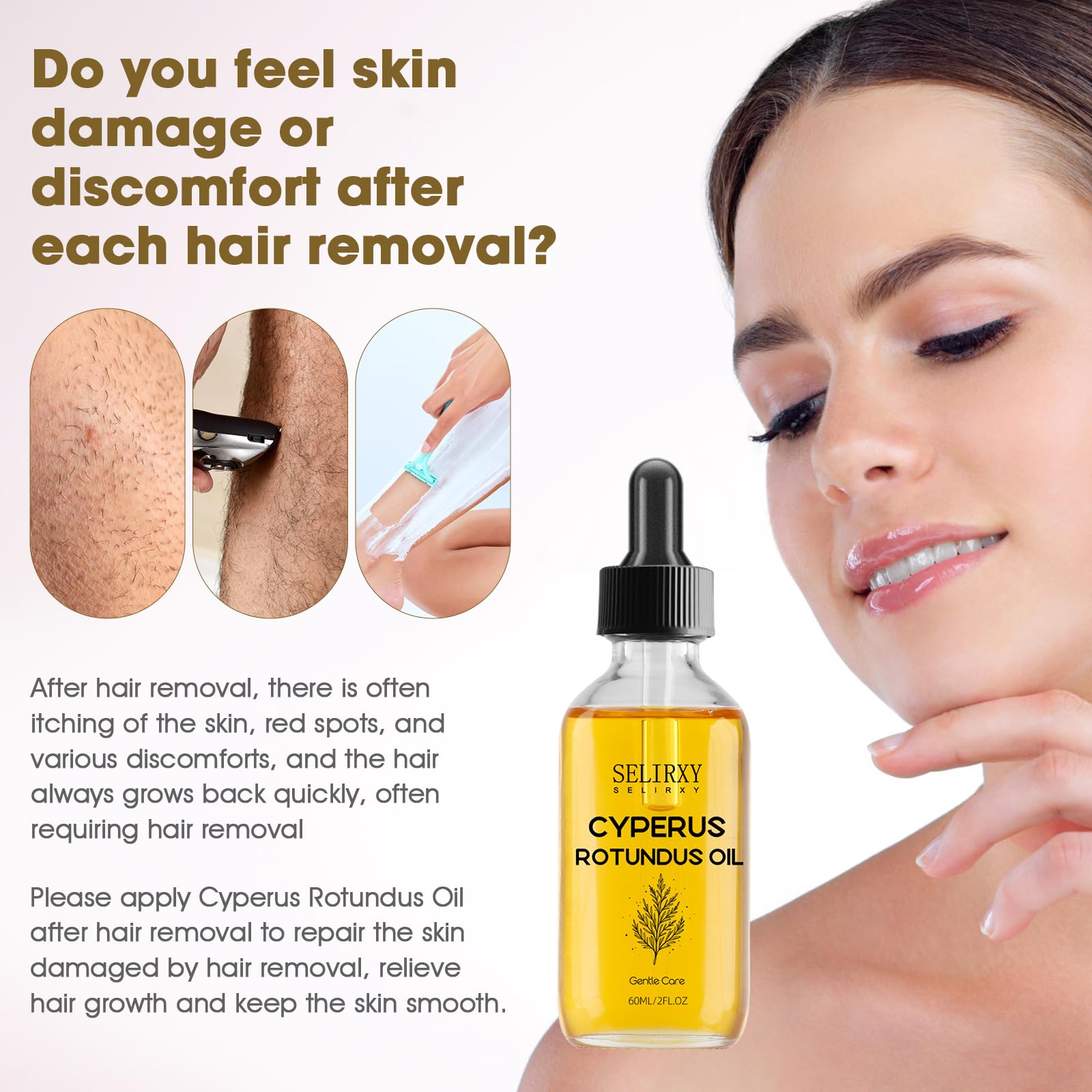 Nodfens huile Cyperus Rotundus - peau douce après application, soin hydratant