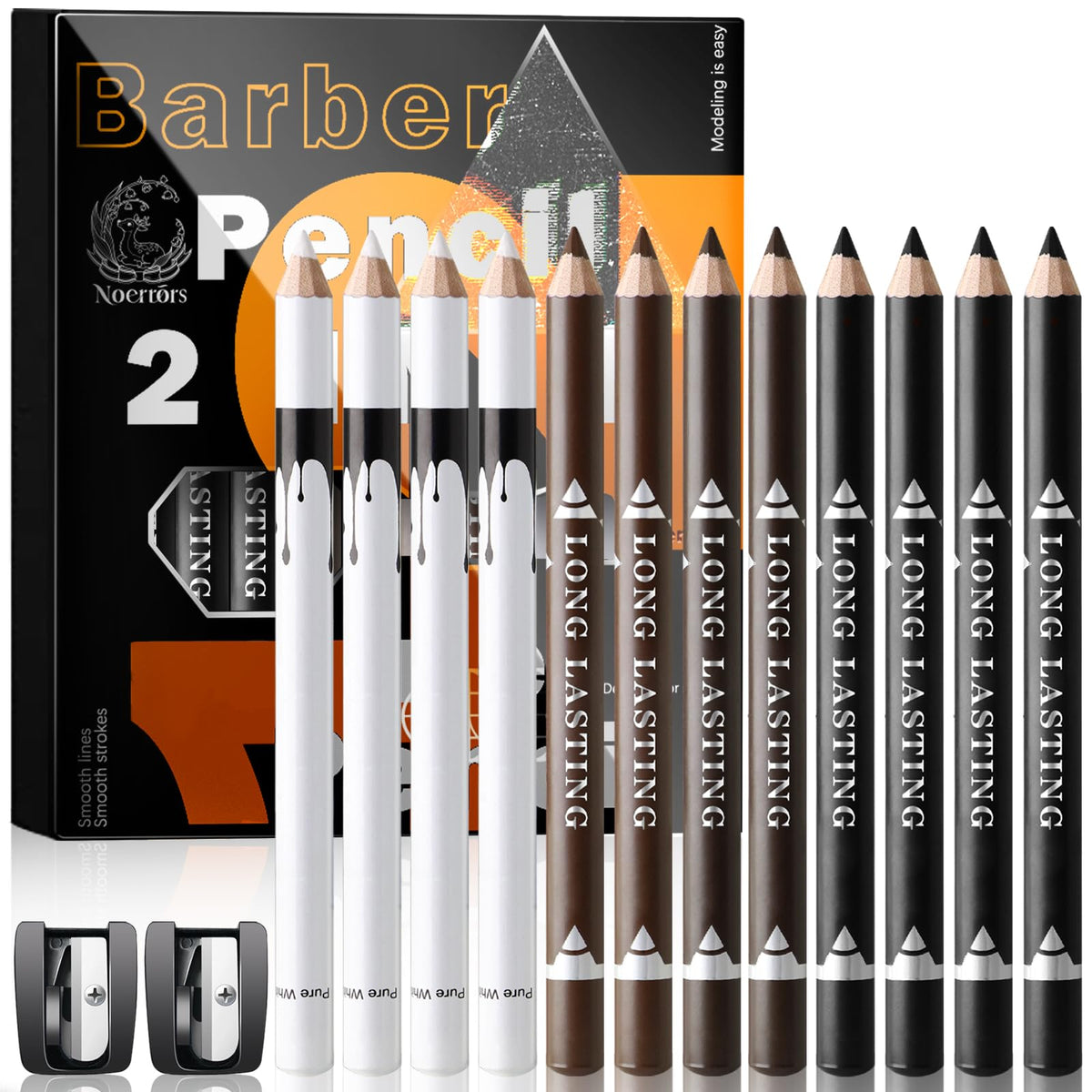 Noerrors crayon barbier ensemble 12-pcs, emballage pratique pour démarrer le contour.