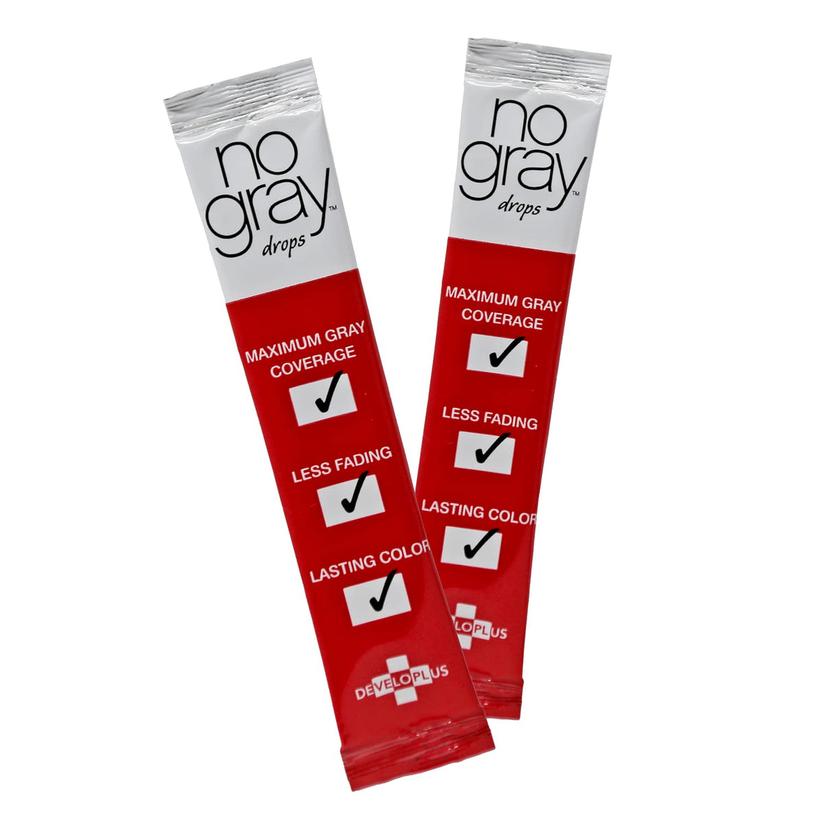 No Gray Gouttes pack 2 sur les racines: couverture ciblée et durable des cheveux gris.