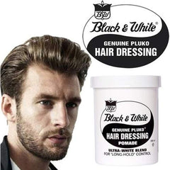 Black et White Pluko Pomade, massage des racines pour volume.
